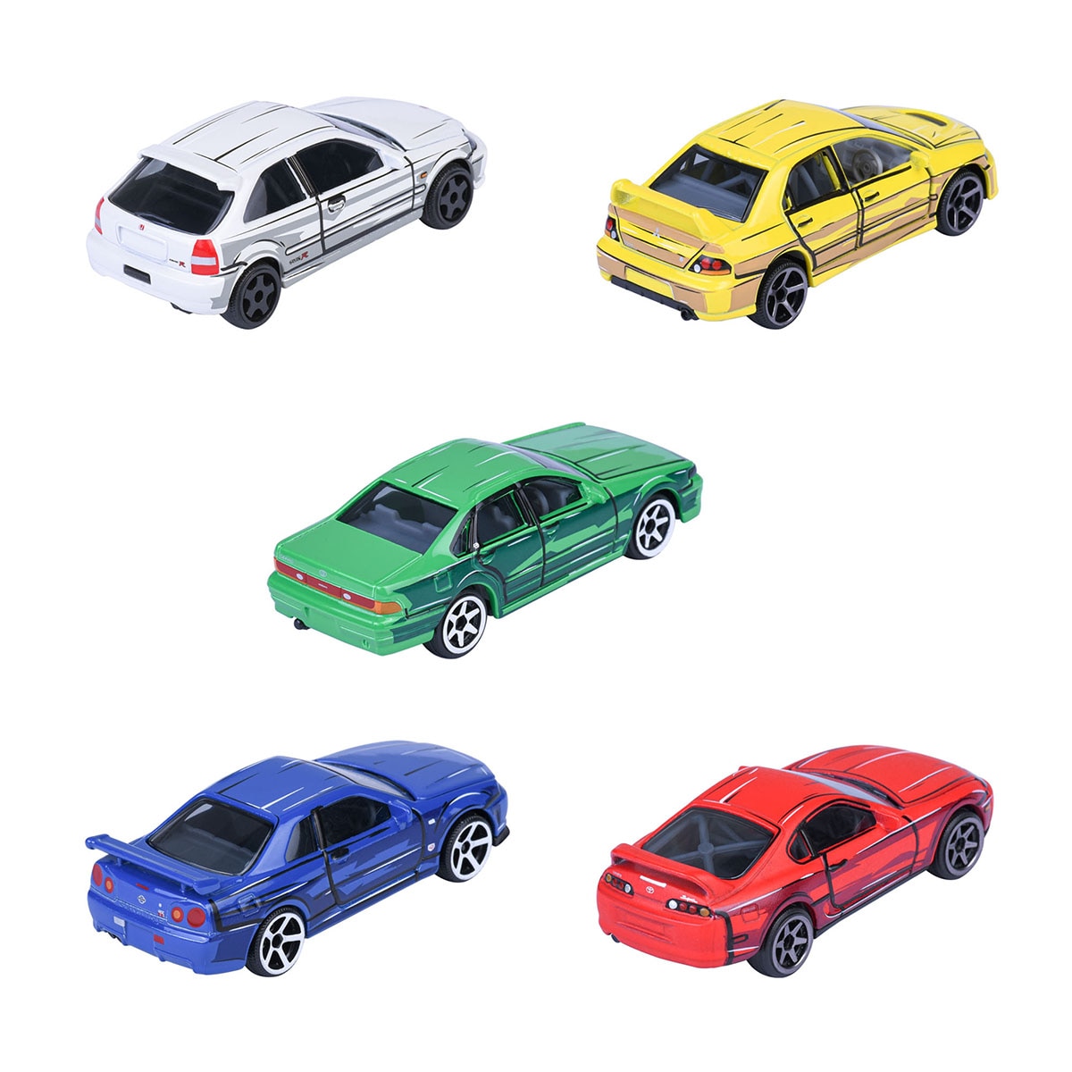 Set 5 Coches de metal a escala 1:64 Ride Cool Japan Domestic Market JDM Leyends Majorette 4