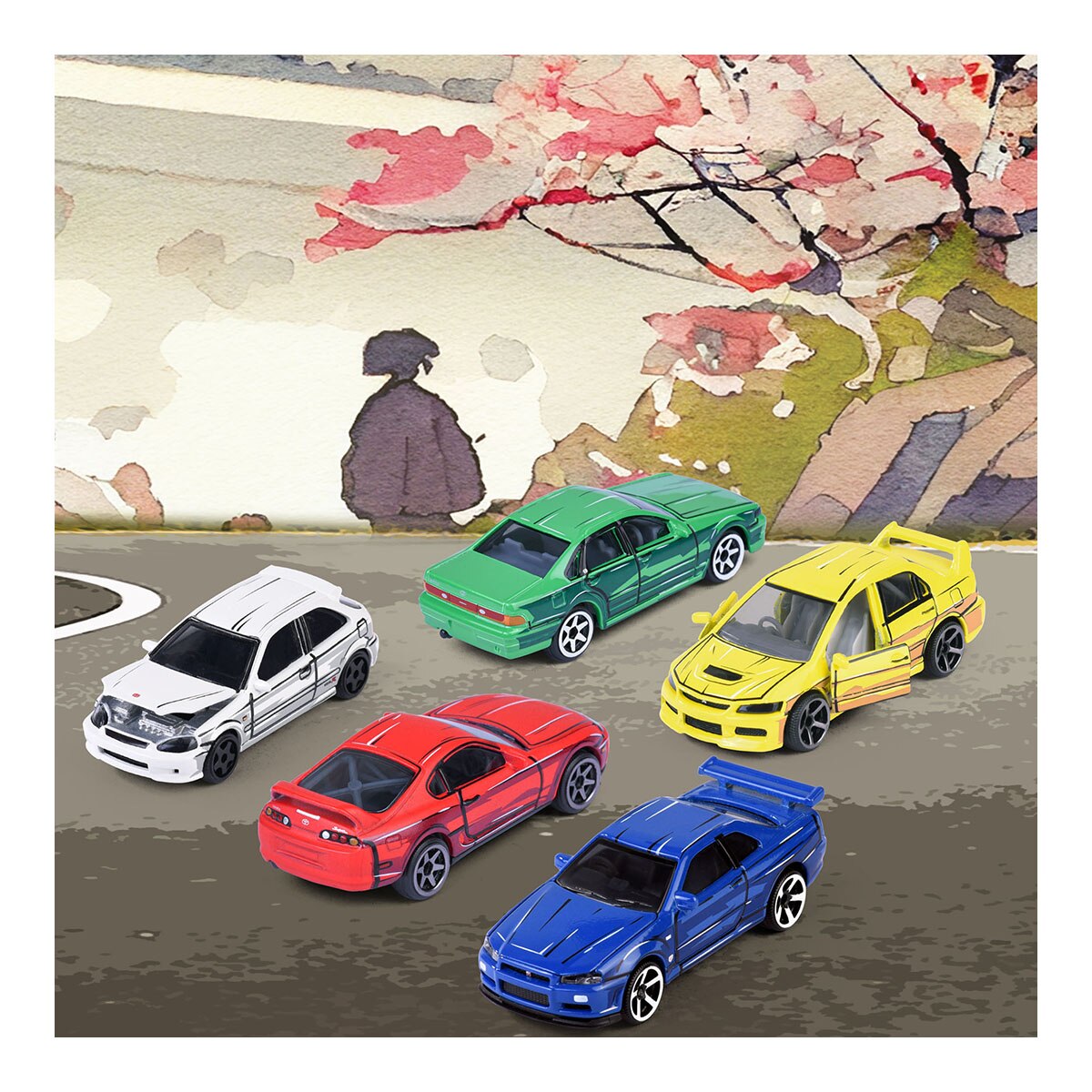 Set 5 Coches de metal a escala 1:64 Ride Cool Japan Domestic Market JDM Leyends Majorette 7