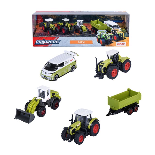Imagen 0 de Set 5 vehículos de granja de metal a escala 1:64 Ride Strong Farm Claas Majorette