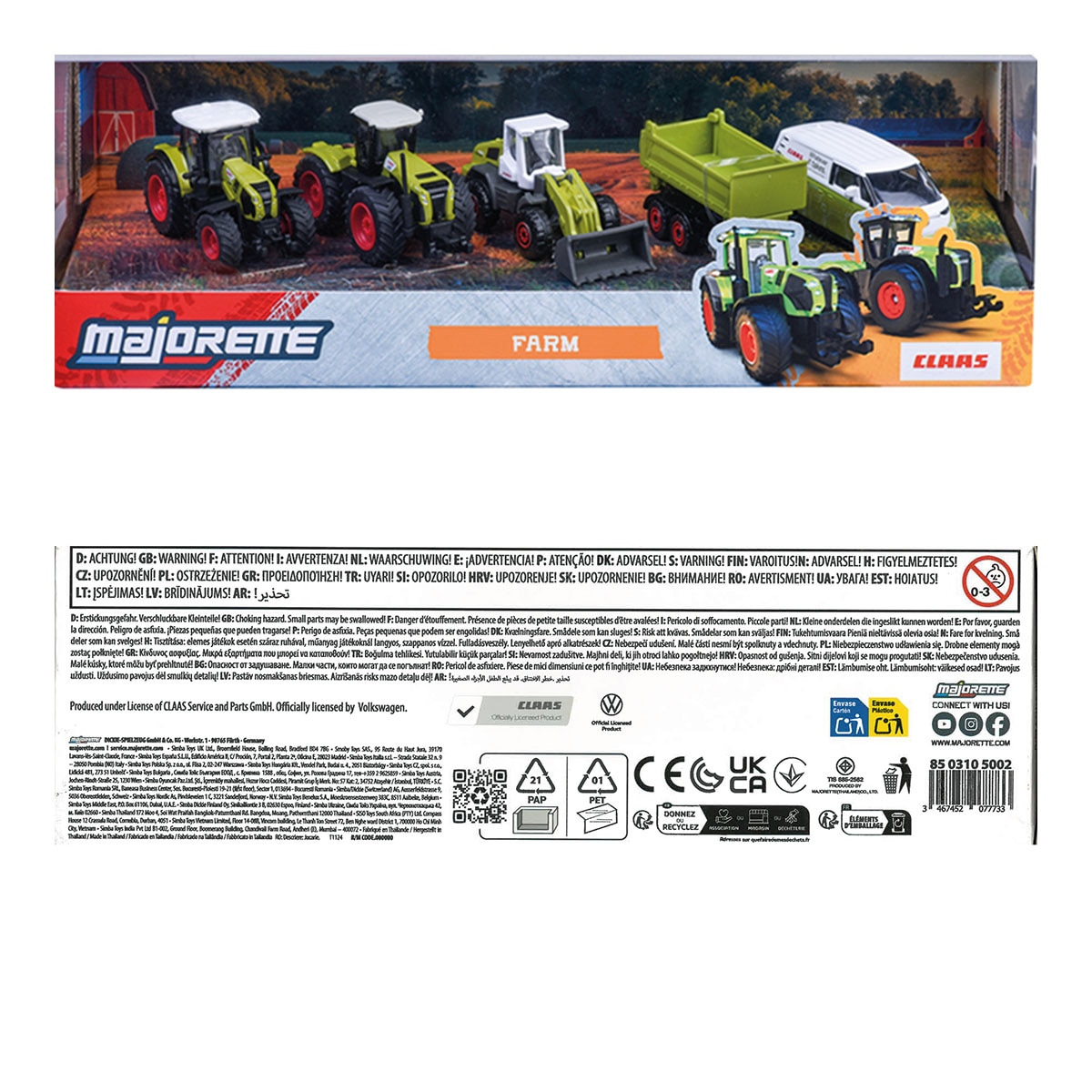 Set 5 vehículos de granja de metal a escala 1:64 Ride Strong Farm Claas Majorette 2