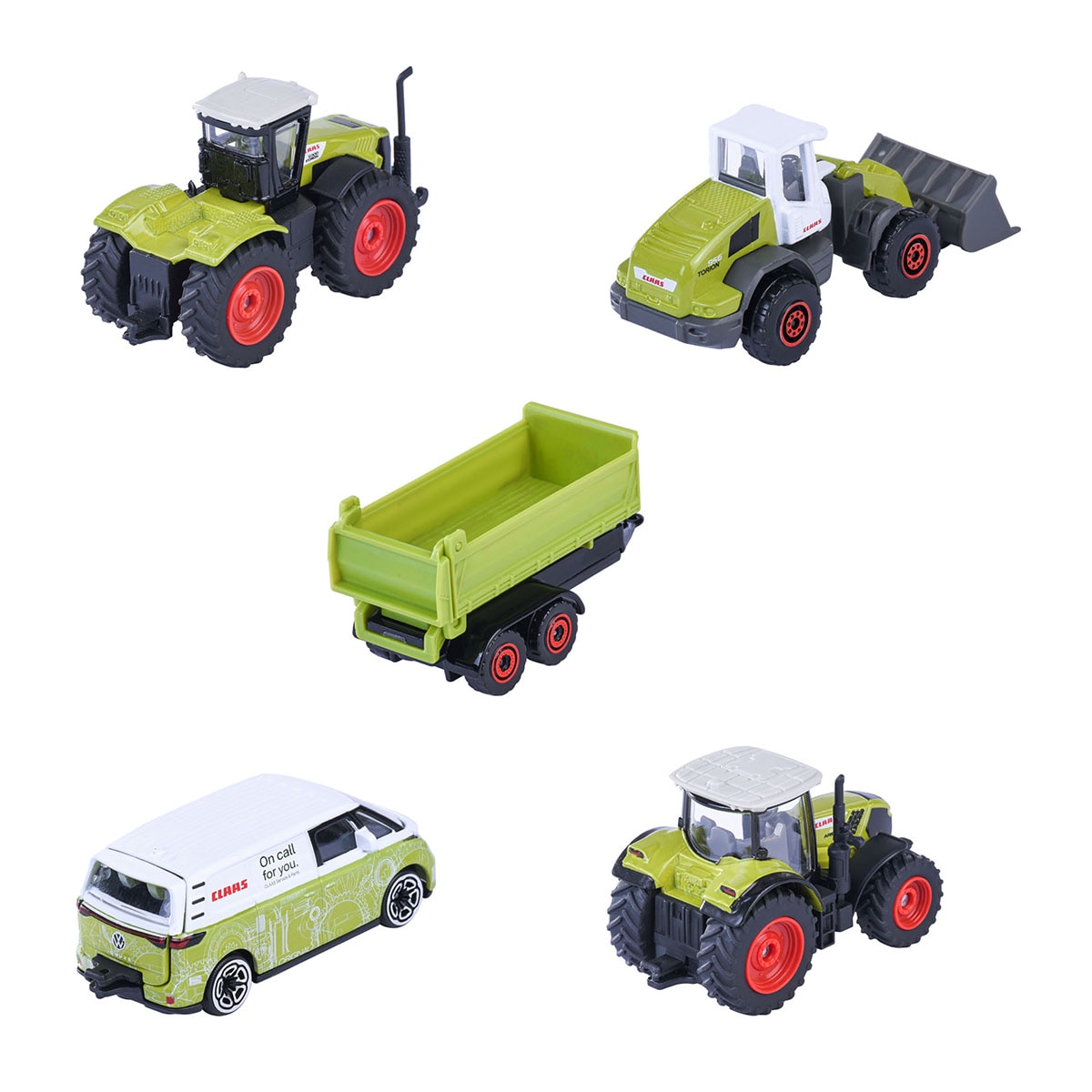 Set 5 vehículos de granja de metal a escala 1:64 Ride Strong Farm Claas Majorette 3