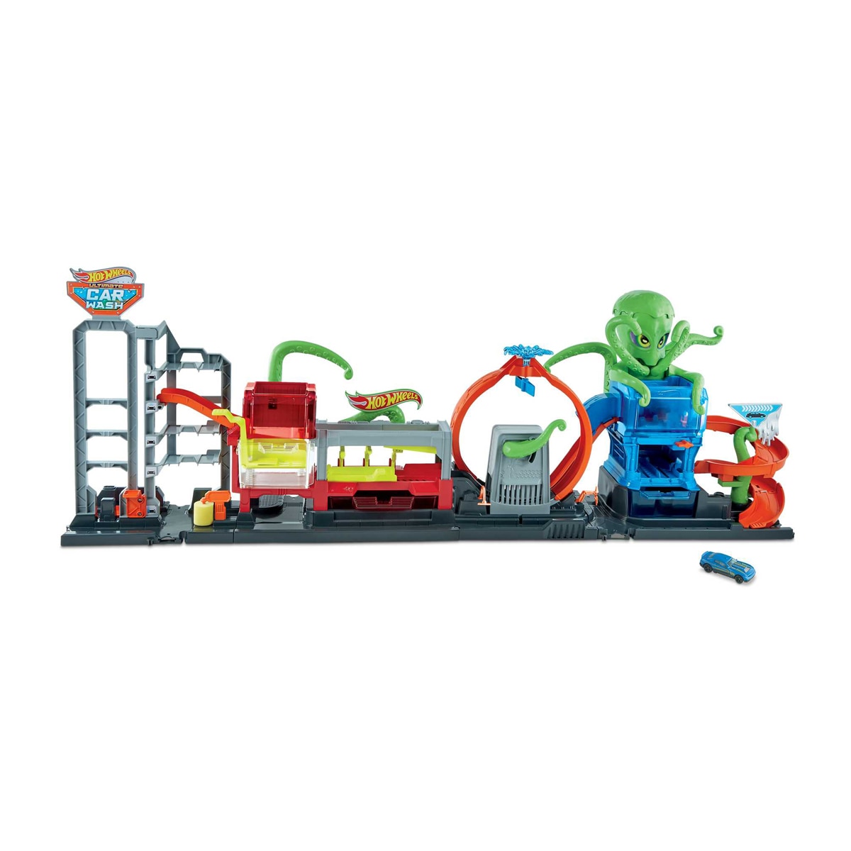 Lavadero de vehículos Pulpo Color Reveal pista de coches de juguete incluye 1 vehículo die-cast Hot Wheels City 1