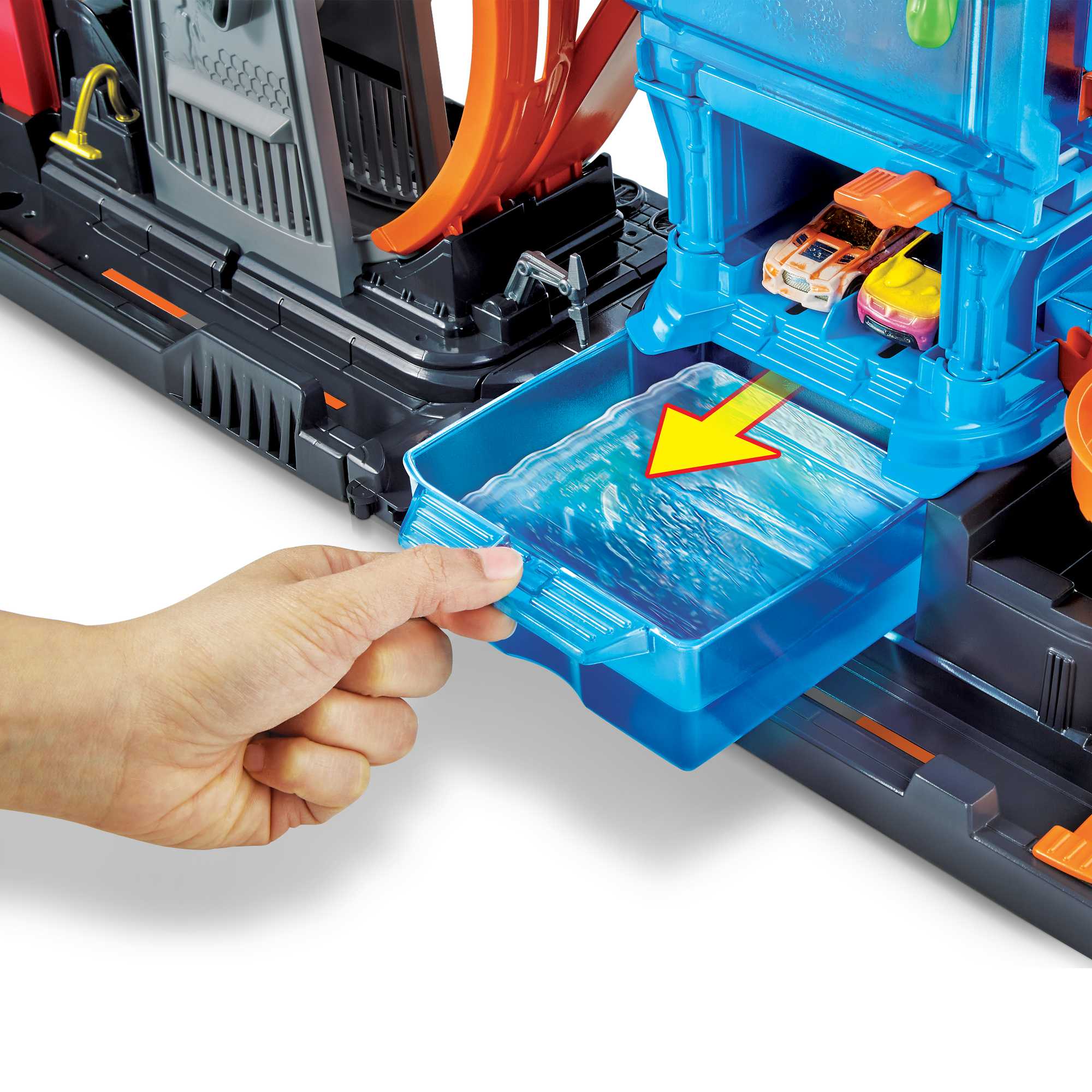 Lavadero de vehículos Pulpo Color Reveal pista de coches de juguete incluye 1 vehículo die-cast Hot Wheels City 6