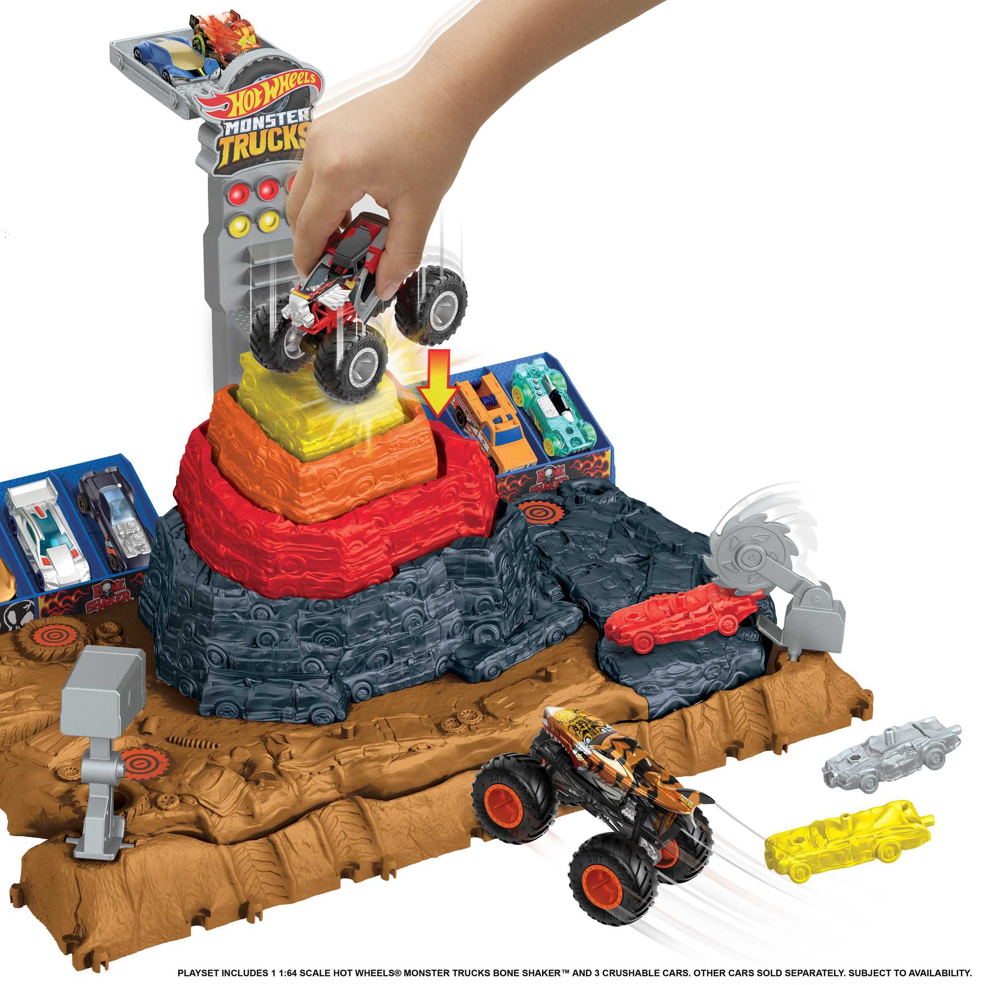 Pista Central para coches de juguete Monster Trucks Hot Wheels 3