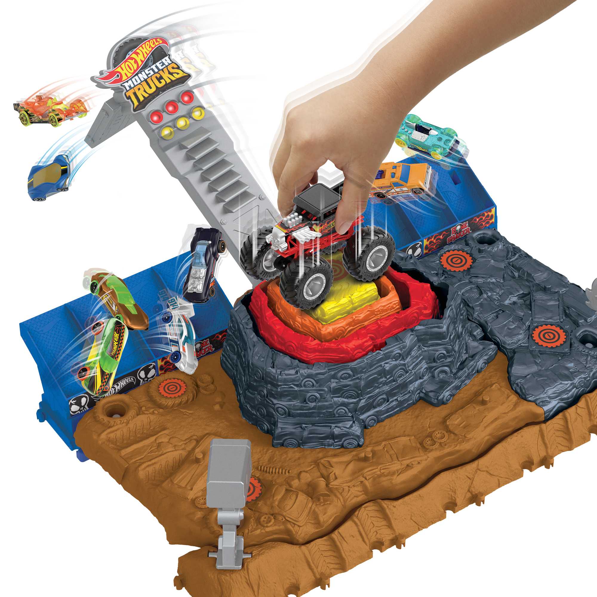 Pista Central para coches de juguete Monster Trucks Hot Wheels 4
