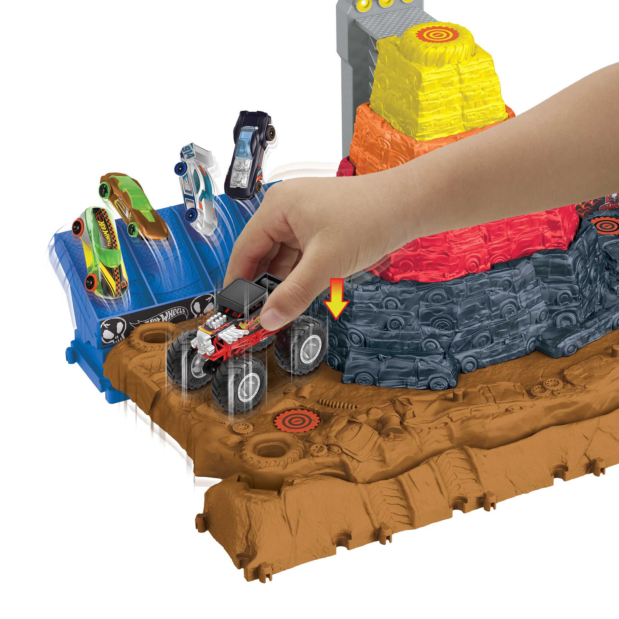 Pista Central para coches de juguete Monster Trucks Hot Wheels 5