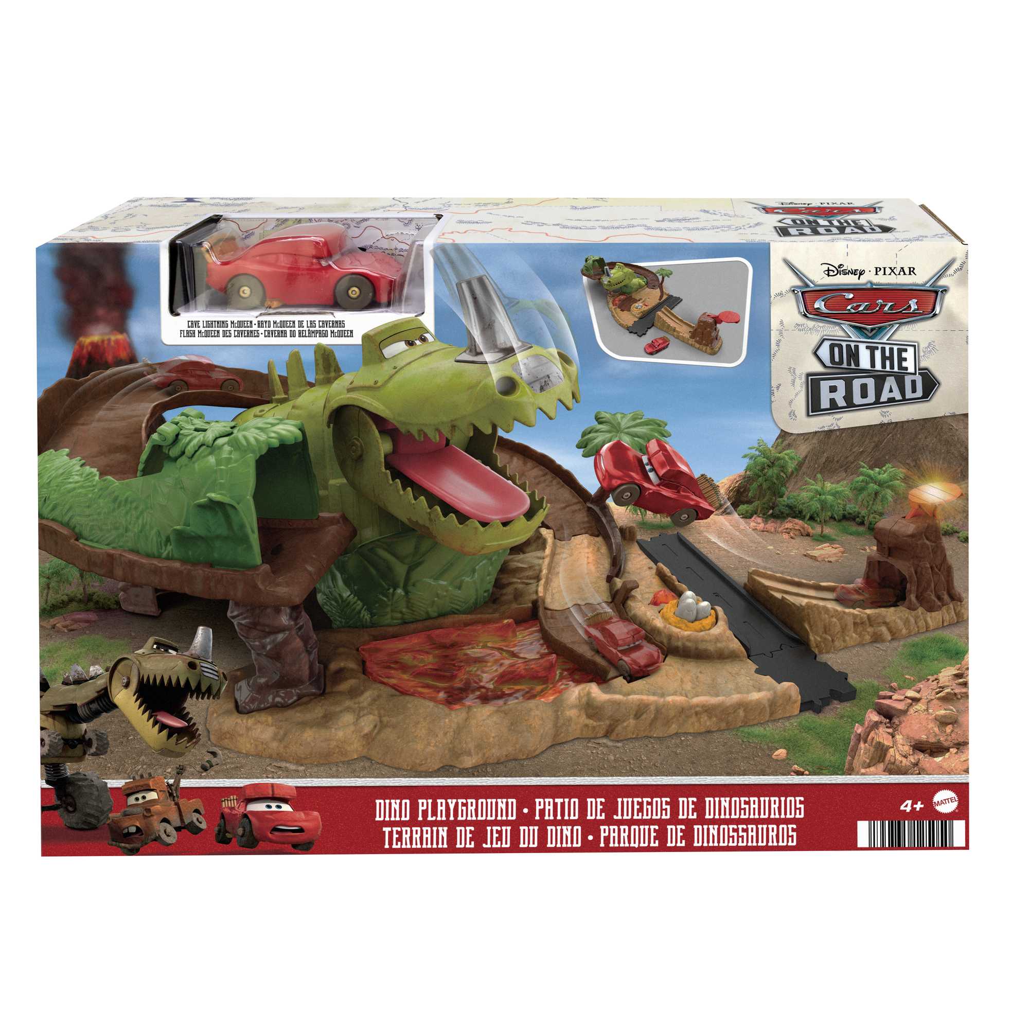 Pista Aventura del dinosaurio para coches de juguete Disney Cars 6