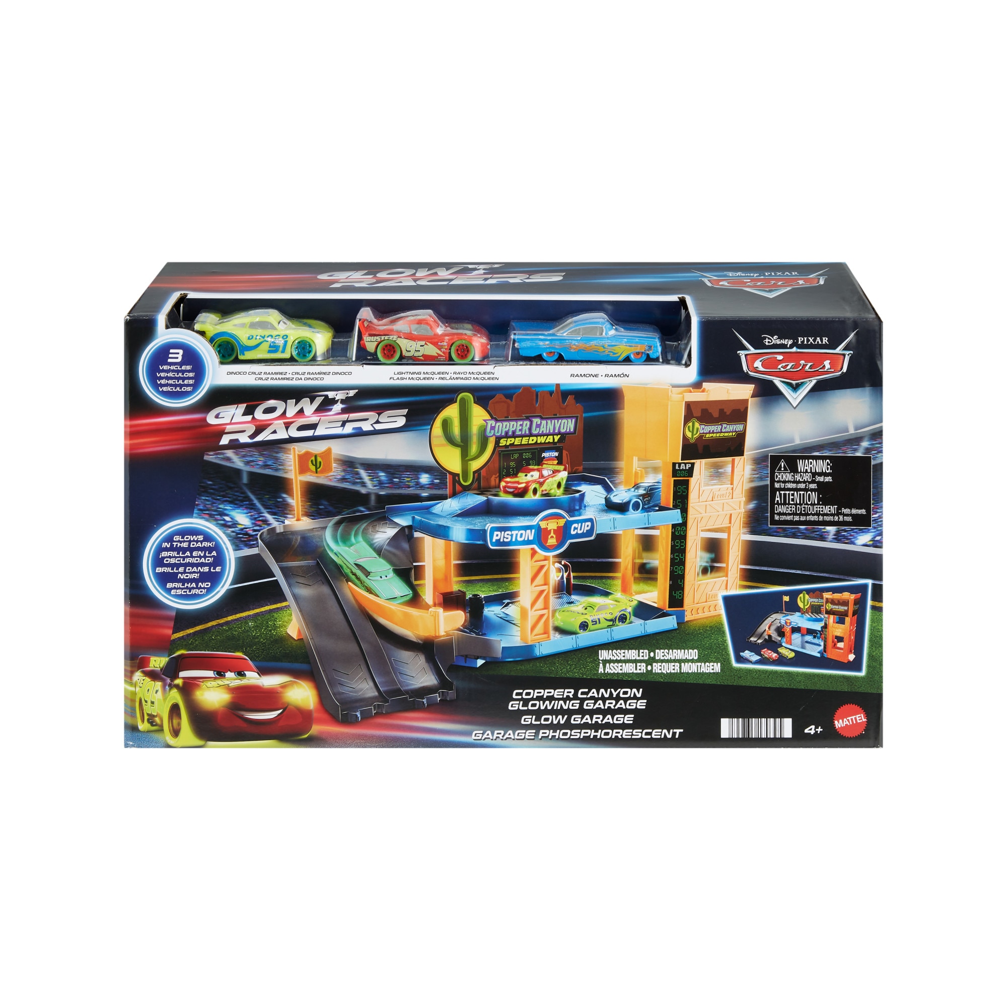 Pista para coches de juguete surtido Night Racing Garaje Disney Pixar Cars Mattel 4