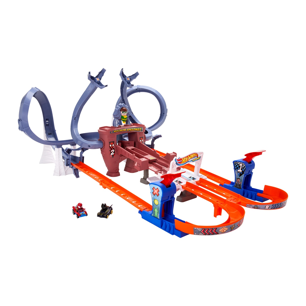 Hot Wheels – Pista para coche de juguetes Telaraña de Spider-Man Hot Wheels.