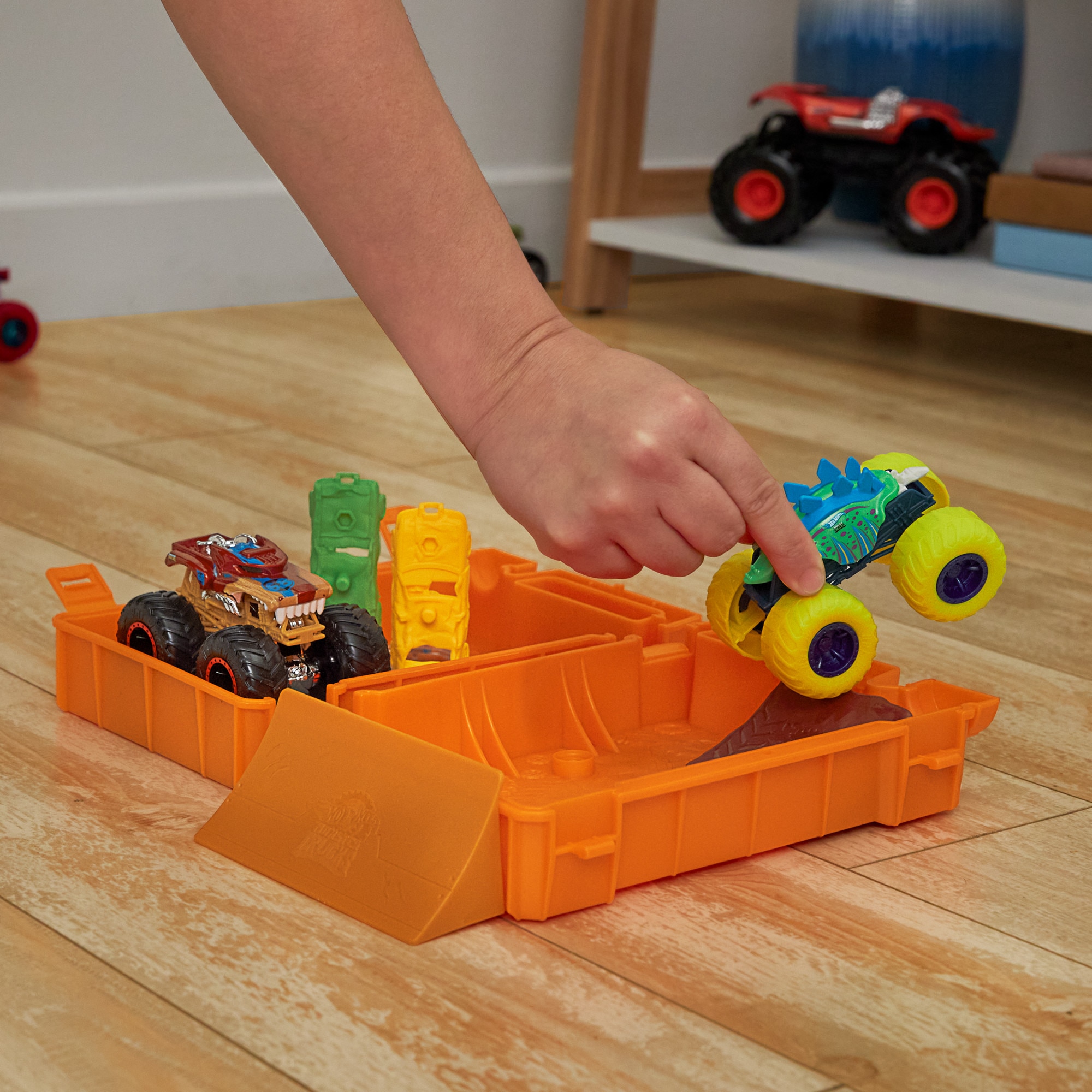 Pista para coches de juguete Reposta y arranca Monster Trucks Hot Wheels 3
