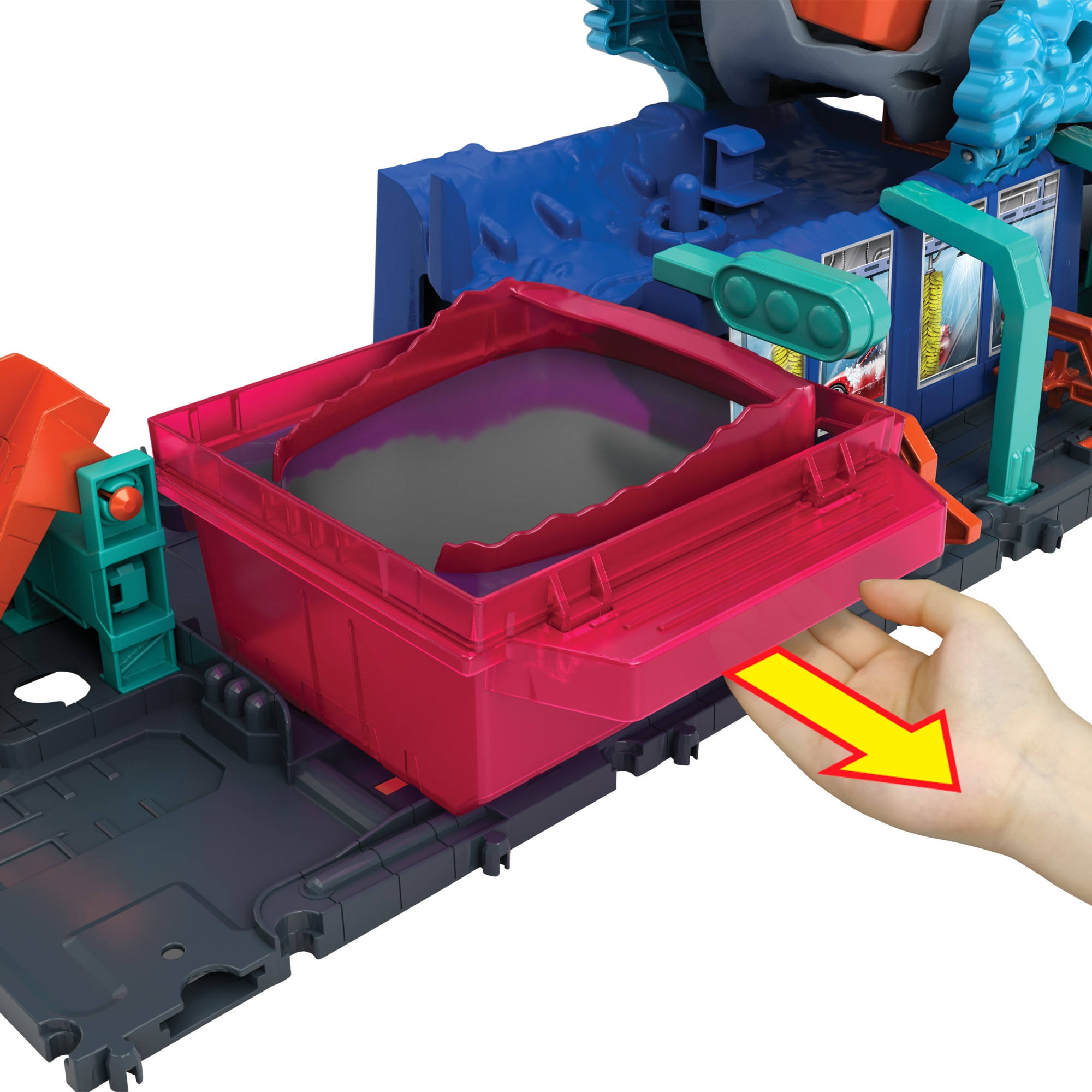 Pista para coches de juguete City "Let's Race - ¡a correr!" Netflix - Túnel de lavado de coches con tiburónHot Wheels 4