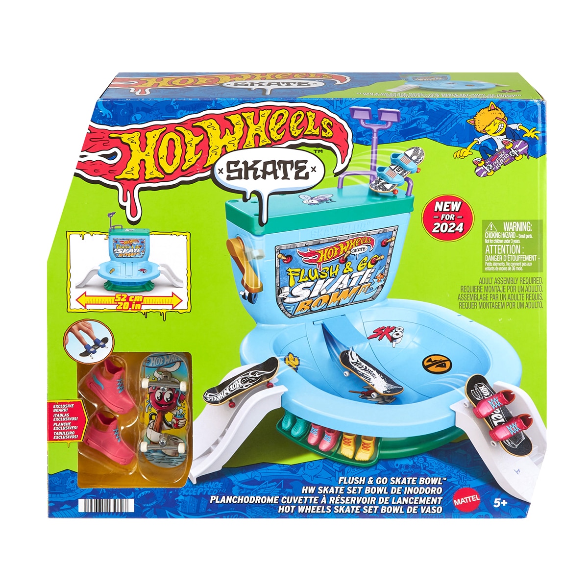 Hot Wheels – Set de juego con forma de inodoro Skate Flush & Go Bowl Hot Wheels.