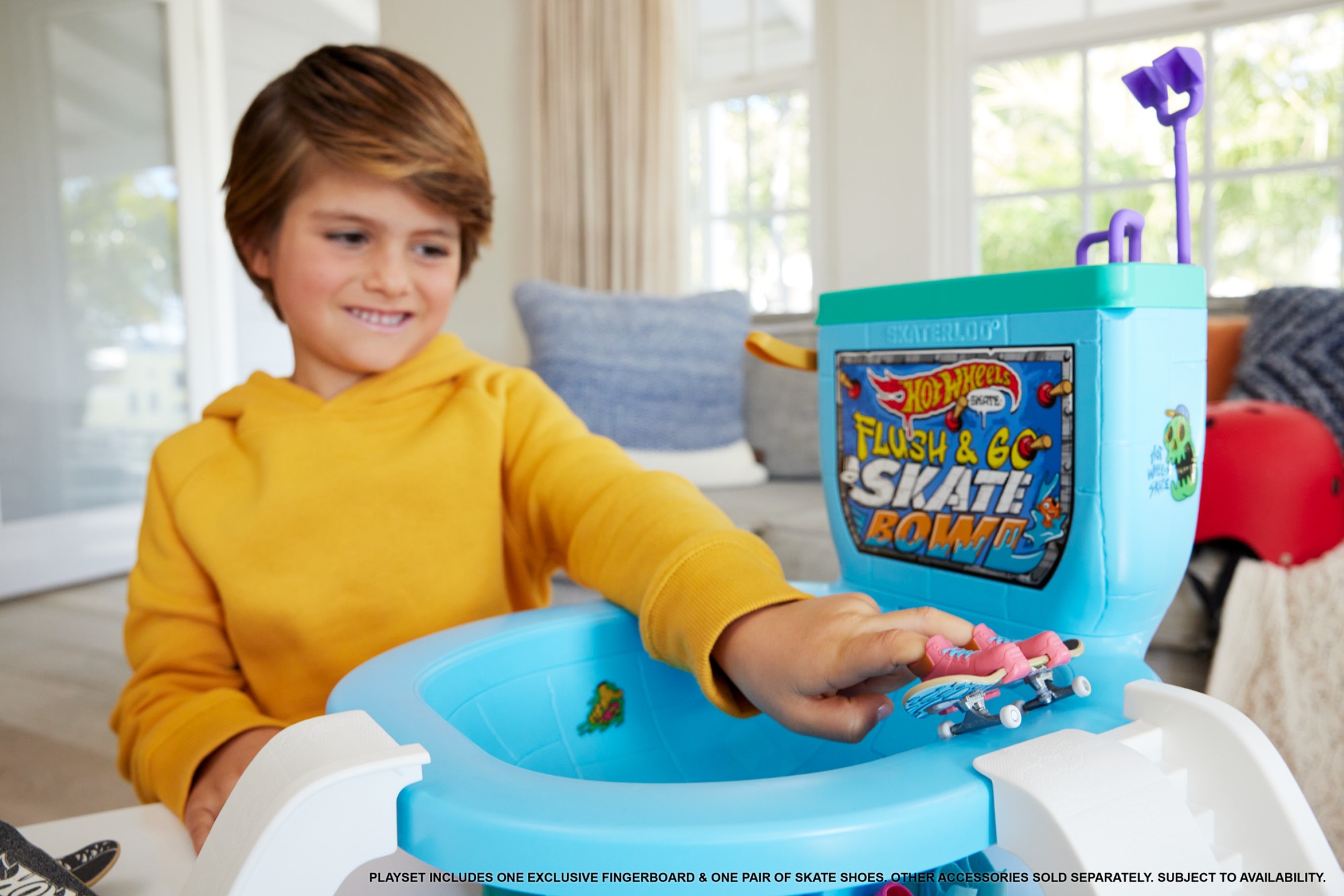 Set de juego con forma de inodoro Skate Flush & Go Bowl Hot Wheels 3
