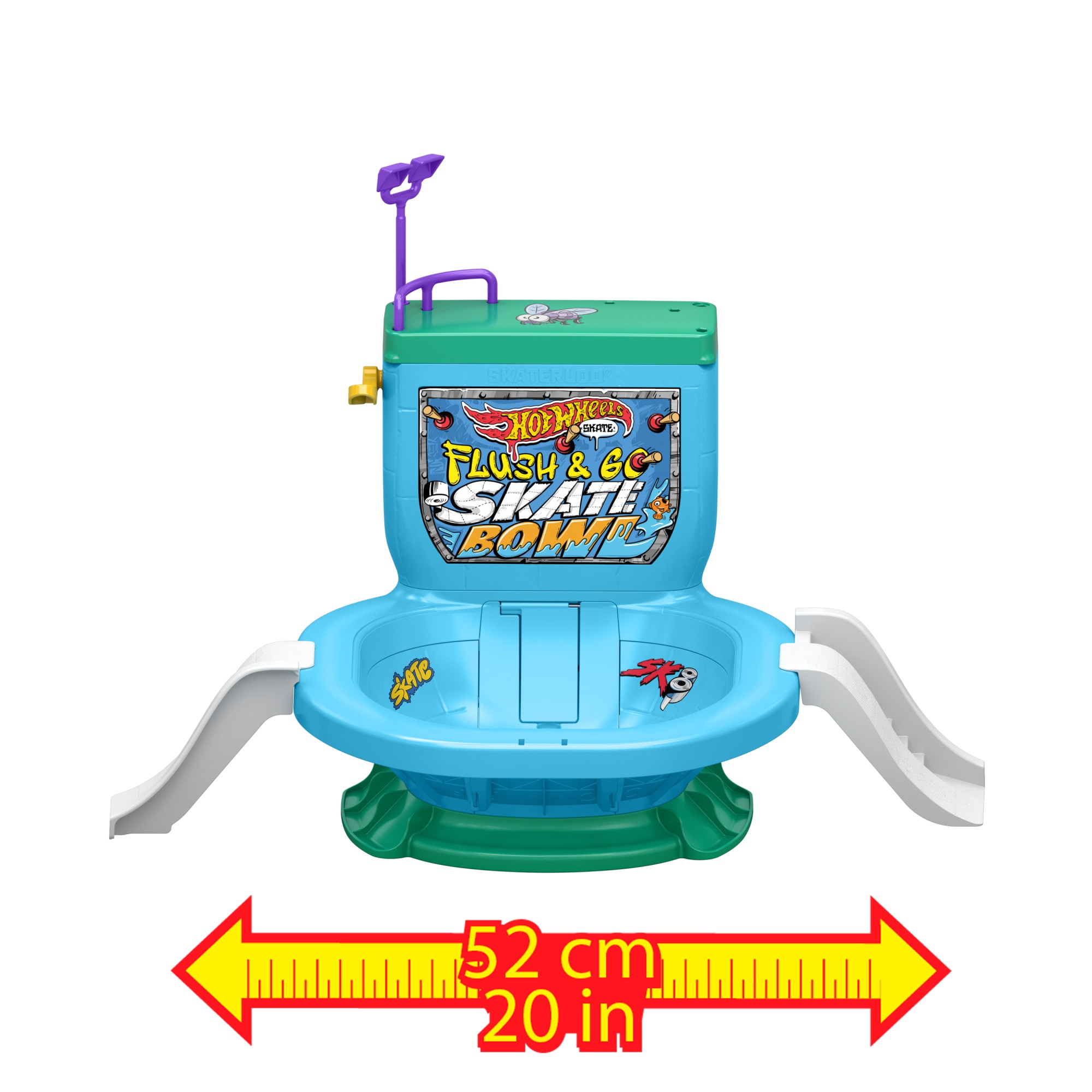 Set de juego con forma de inodoro Skate Flush & Go Bowl Hot Wheels 6