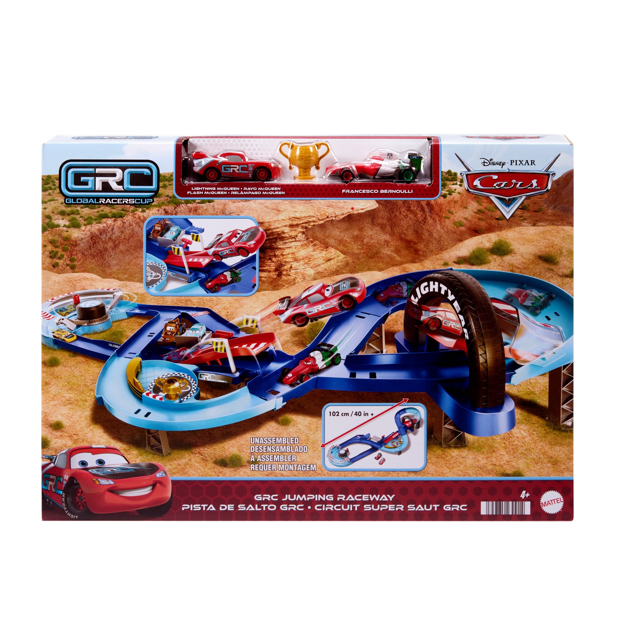 Pista para coches de juguete Global Racers Cup Pista de salto GRC Disney Pixar Cars Mattel 7