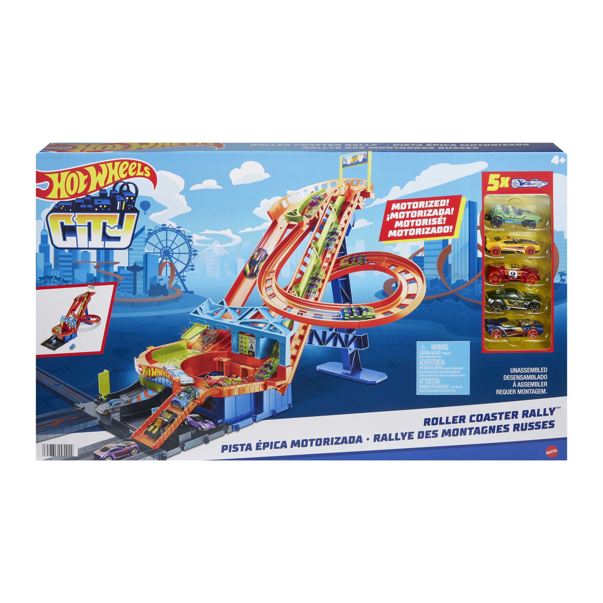Pista para vehículos de juguete City Rollercoaster Rally Hot Wheels 5