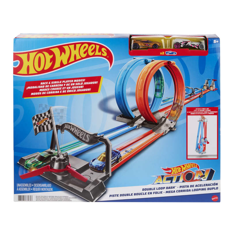 Pista para vehículos de juguete Double Loop Dash Hot Wheels 3