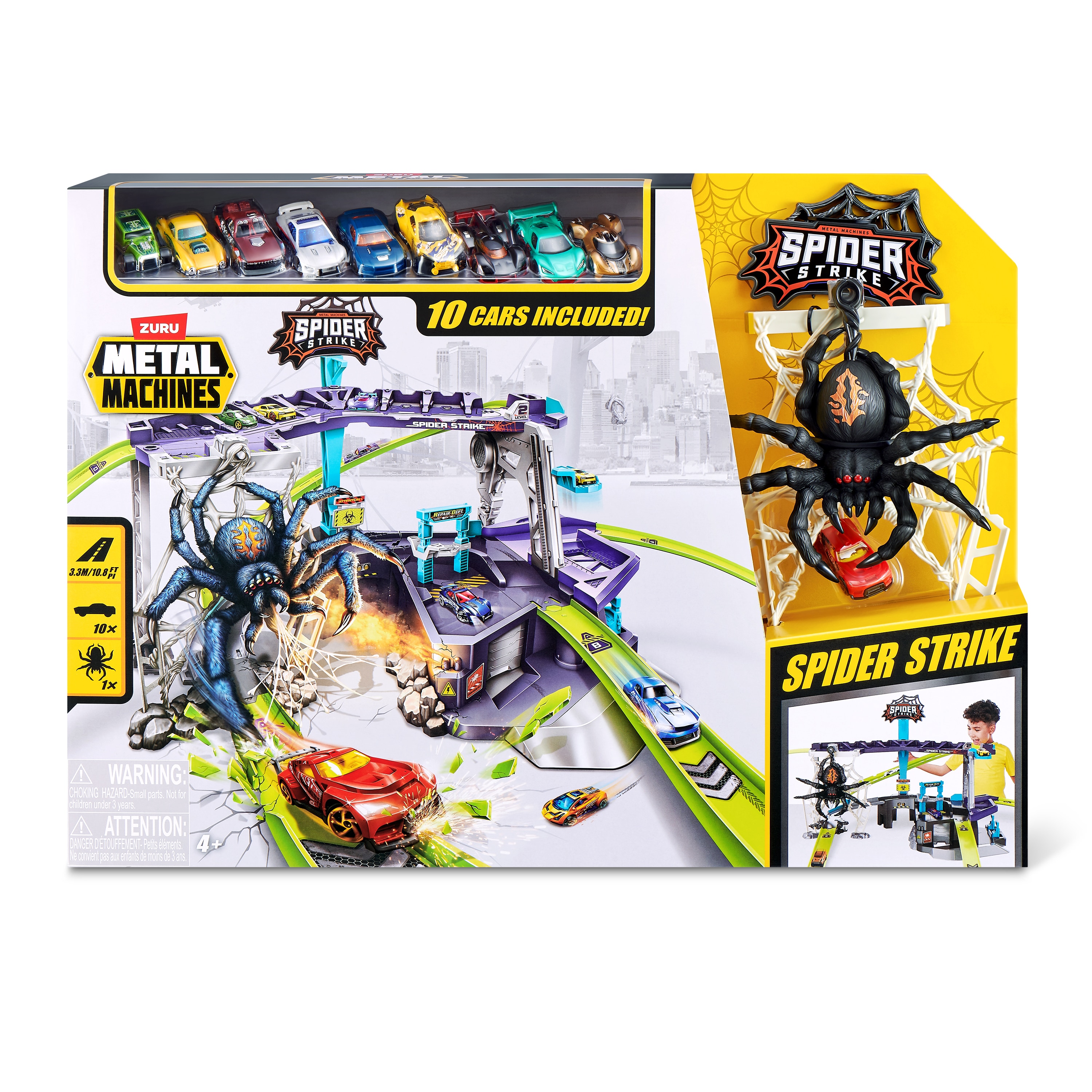 Pista para coches de juguete Spider Strike con Metal Machines 2