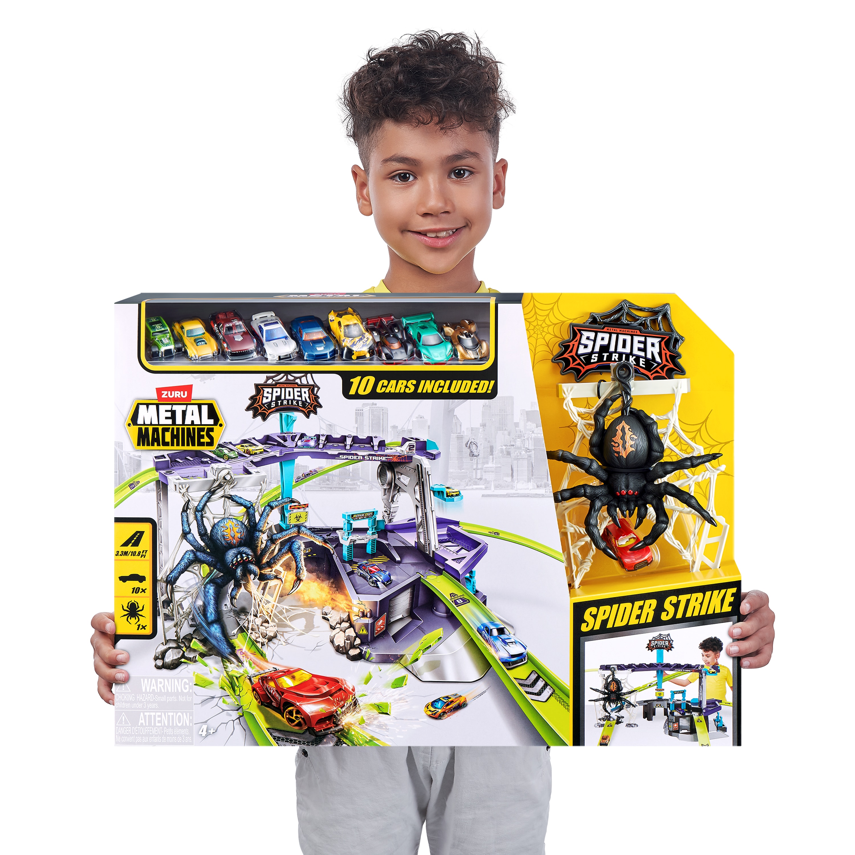 Pista para coches de juguete Spider Strike con Metal Machines 3
