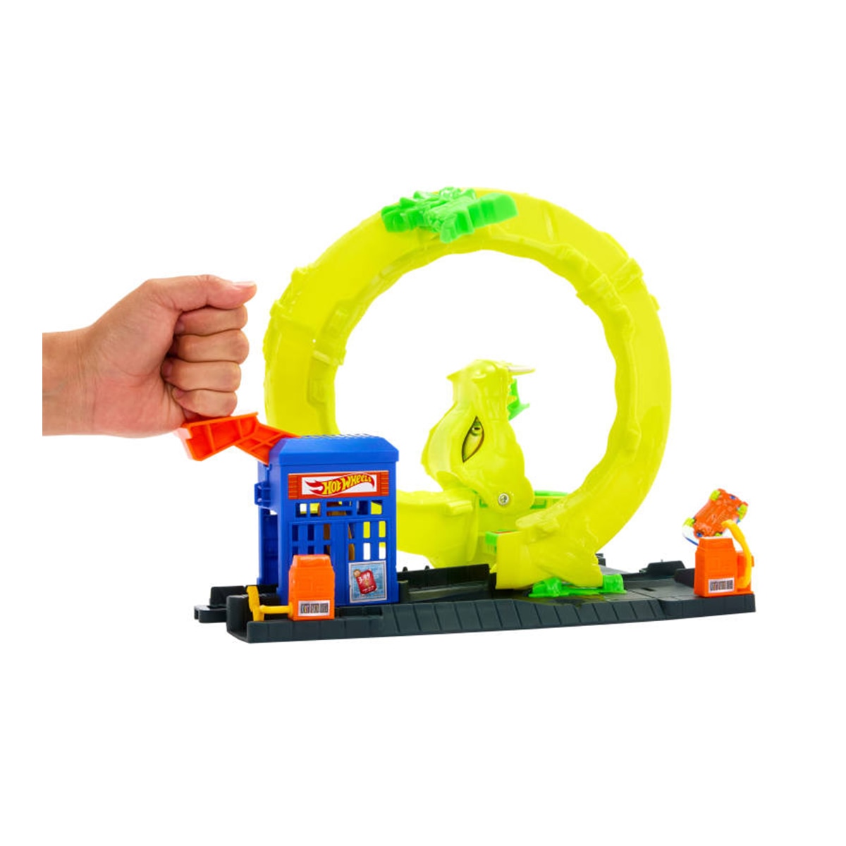 Conjunto de pista de gasolinera con serpiente Hot Wheels Mattel 3