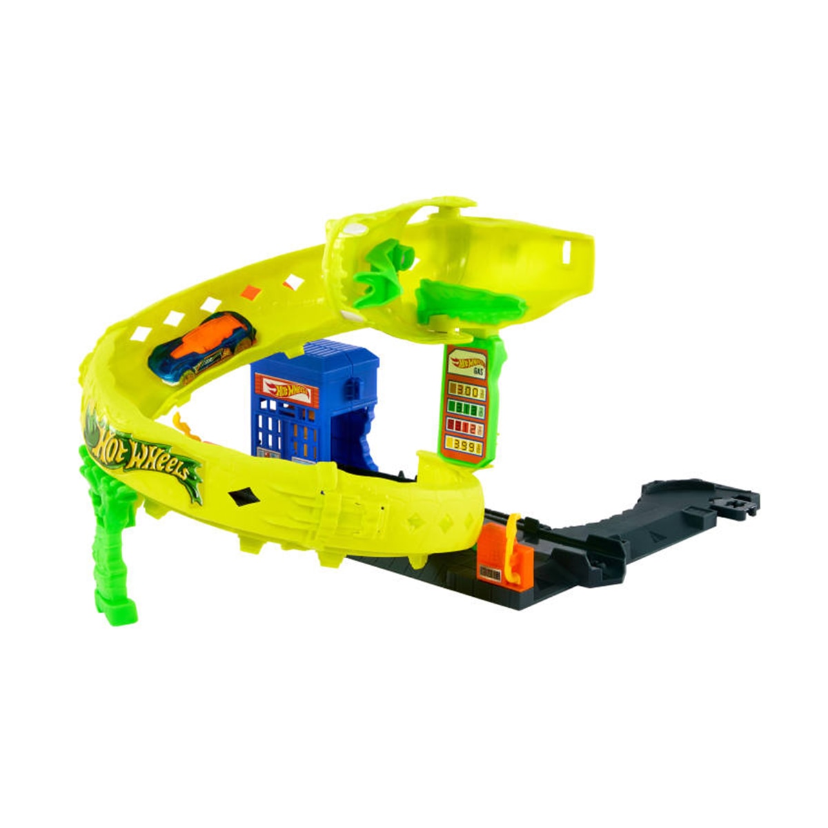 Conjunto de pista de gasolinera con serpiente Hot Wheels Mattel 4