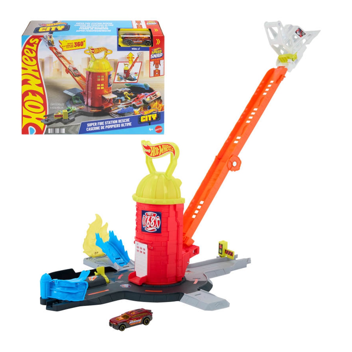 Imagen 0 de Parque de Bomberos Pista para coches de juguete City Superrescate Hot Wheels Mattel modelos surtidos