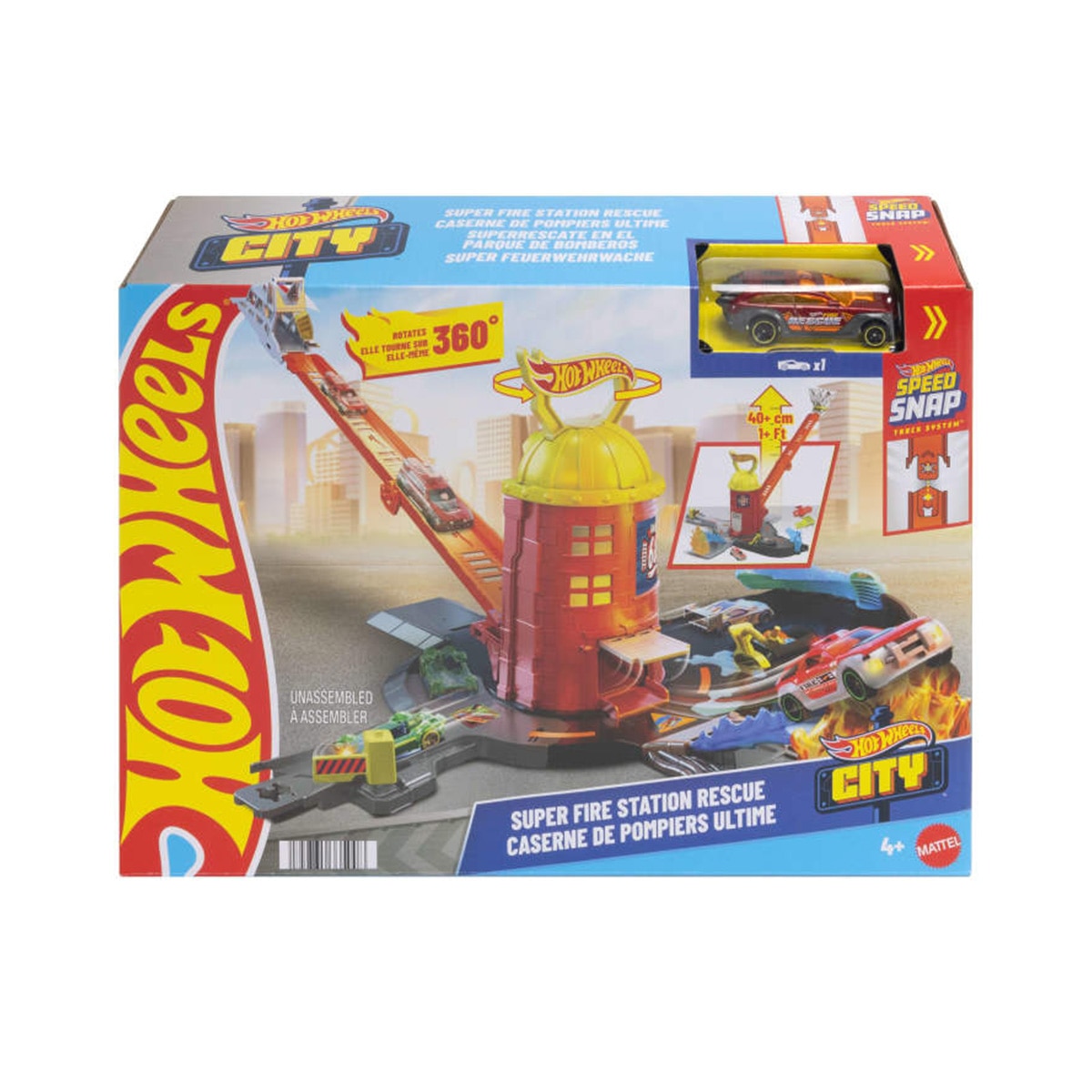 Parque de Bomberos Pista para coches de juguete City Superrescate Hot Wheels Mattel modelos surtidos 6