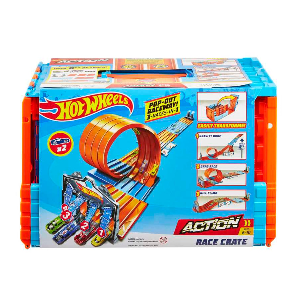 Pista de Coches de Juguete Configurable Caja de Carreras Con Tres Acrobacias Hot Wheels Mattel 6