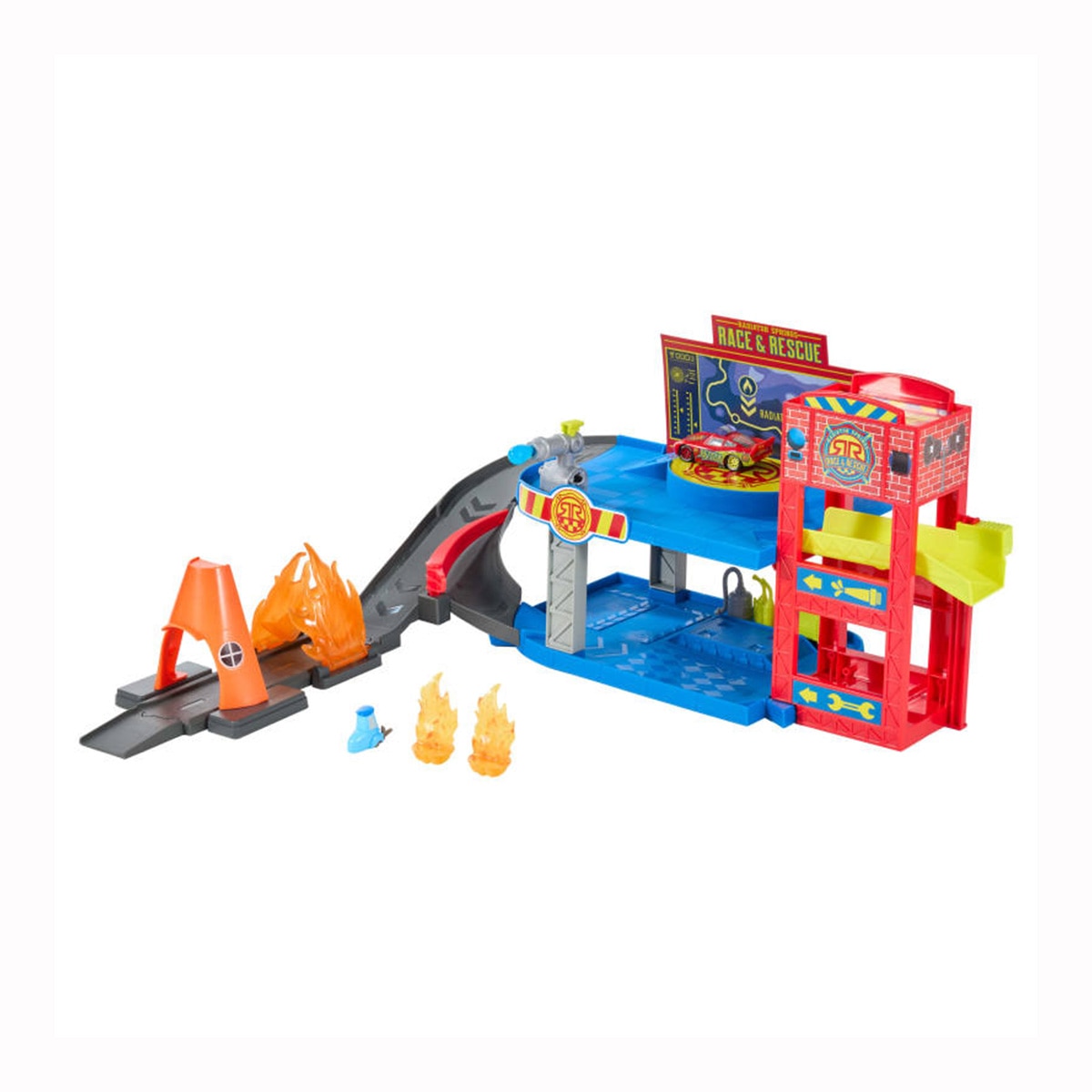 Conjunto de Juego Con Rayo Mcqueen Simula Actuación de Bomberos Cars Mattel 2