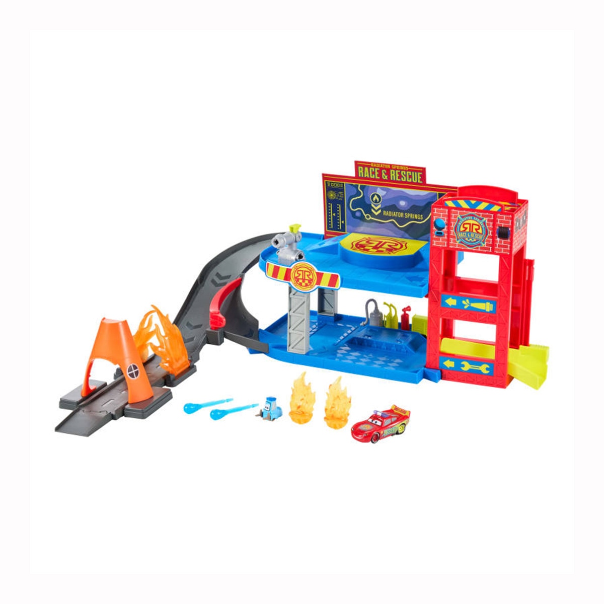 Conjunto de Juego Con Rayo Mcqueen Simula Actuación de Bomberos Cars Mattel 3