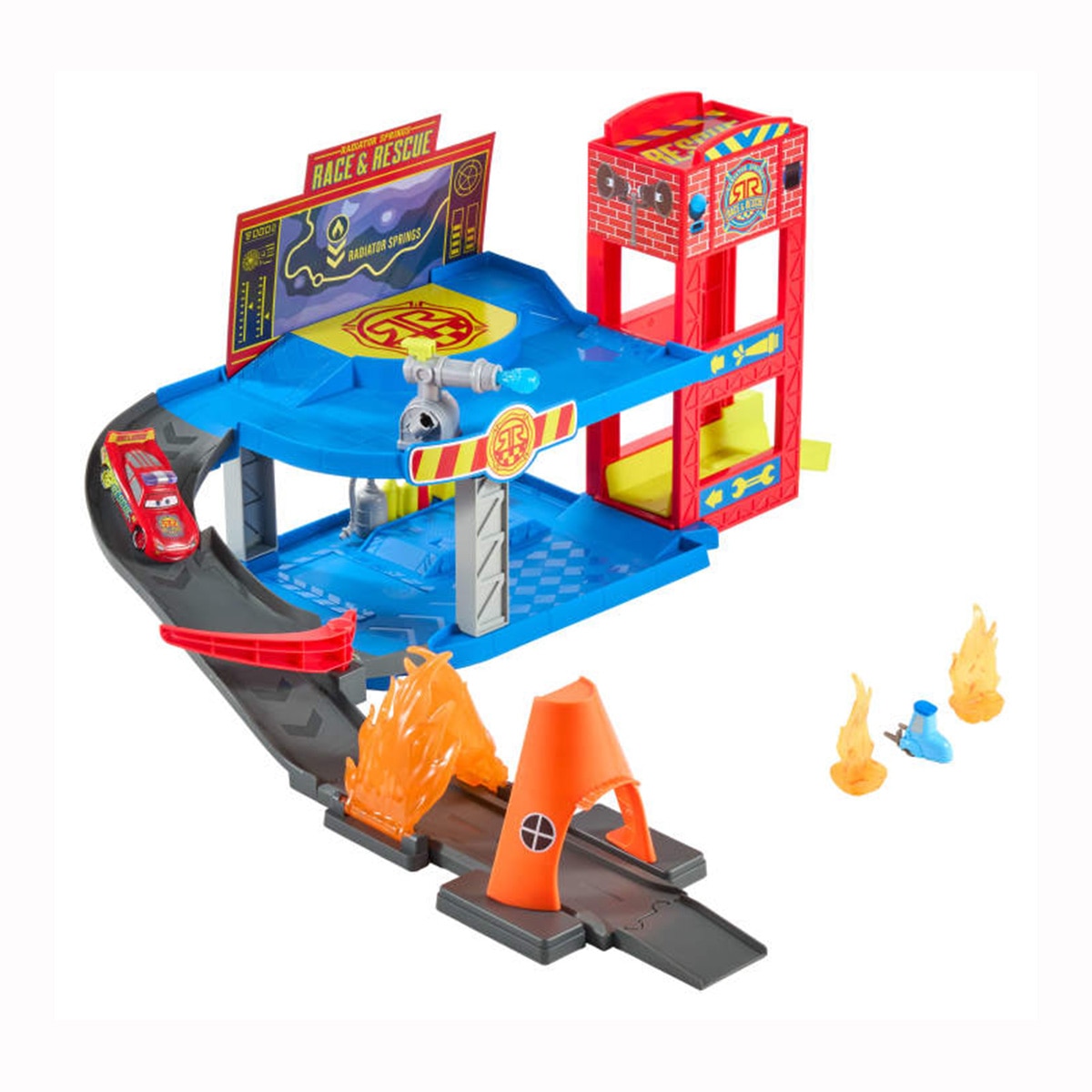 Conjunto de Juego Con Rayo Mcqueen Simula Actuación de Bomberos Cars Mattel 4
