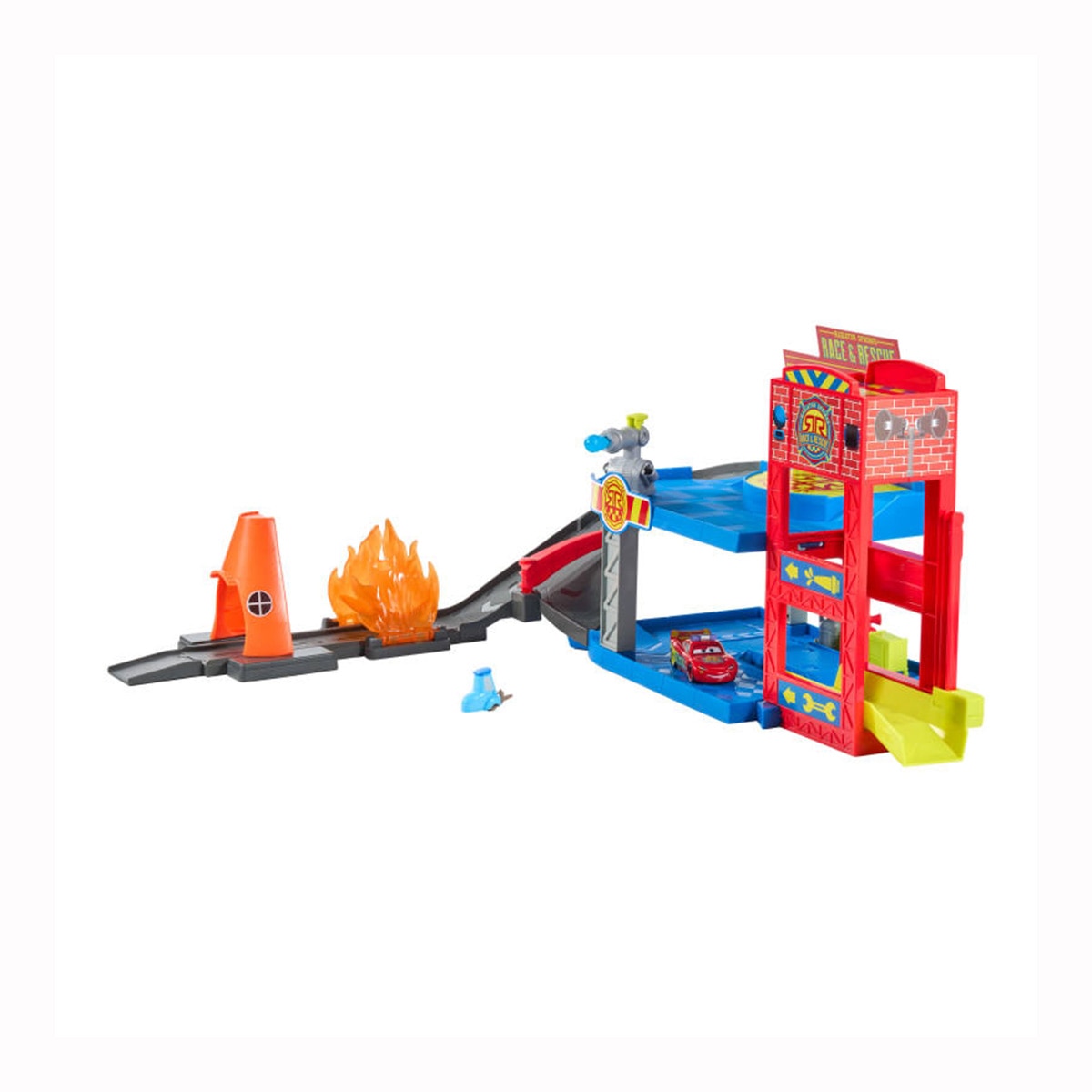 Conjunto de Juego Con Rayo Mcqueen Simula Actuación de Bomberos Cars Mattel 6