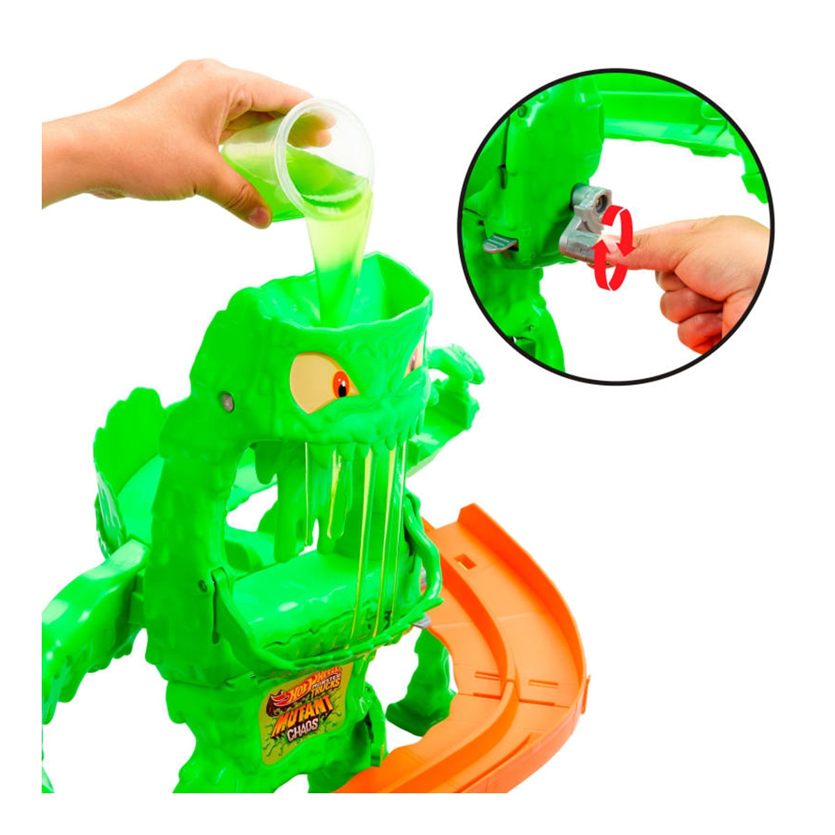 Imagen 3 de Set con Mutant Rhinomite vehículo 1:64 y slime Hot Wheels Monster Trucks Mutant ChaosHot Wheels Mattel