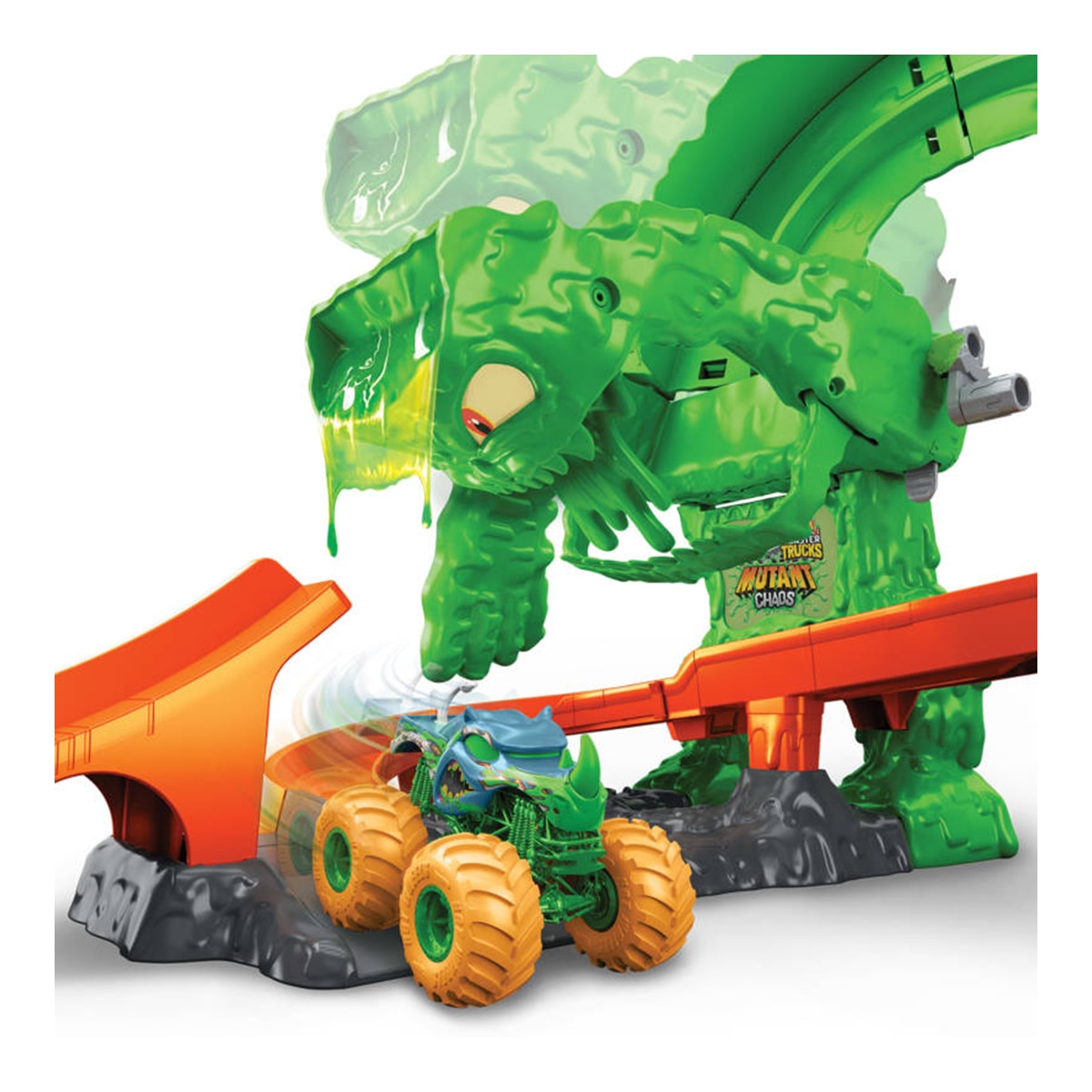 Imagen 5 de Set con Mutant Rhinomite vehículo 1:64 y slime Hot Wheels Monster Trucks Mutant ChaosHot Wheels Mattel