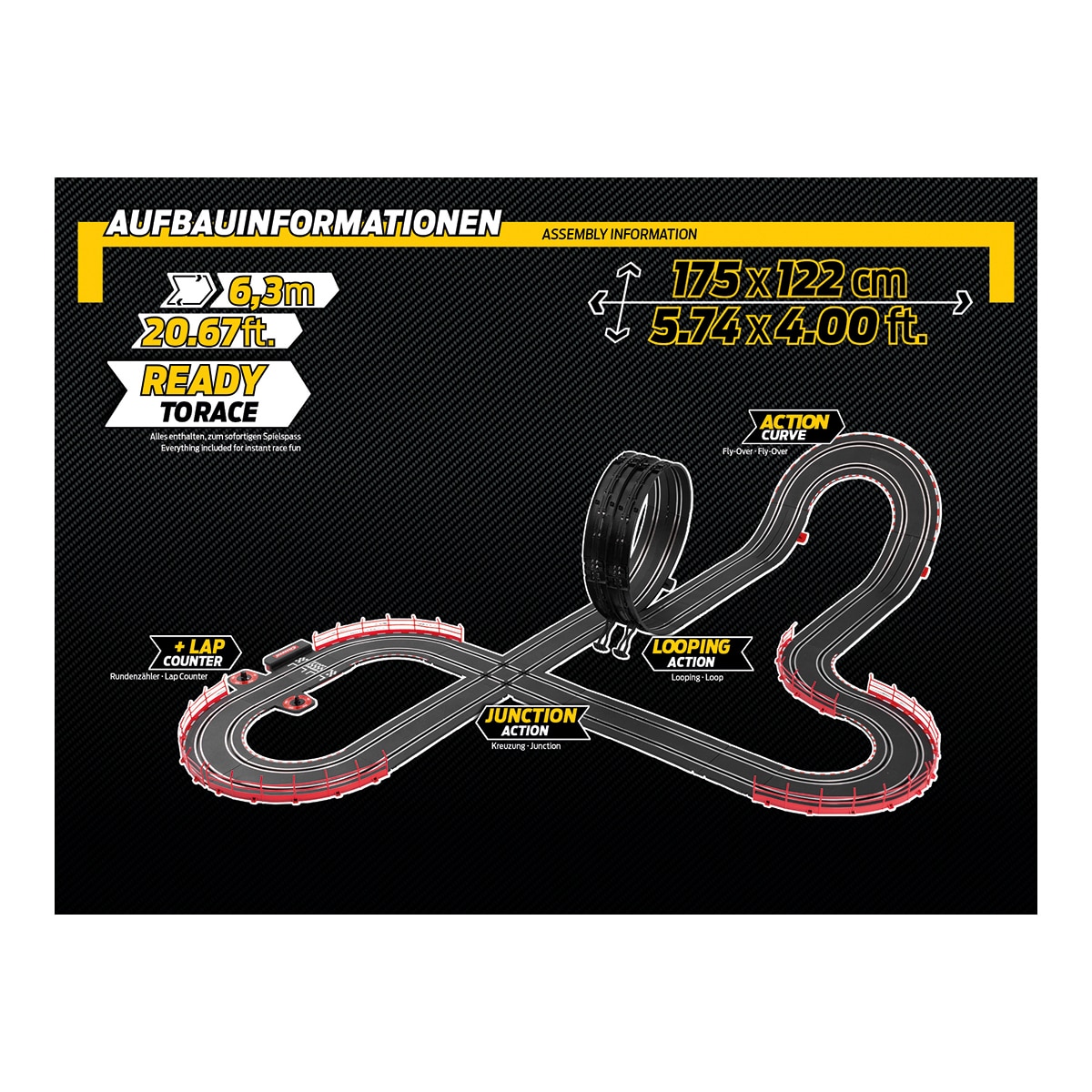 Circuito para vehículos de juguete DTM Supercars Carrera GO 8