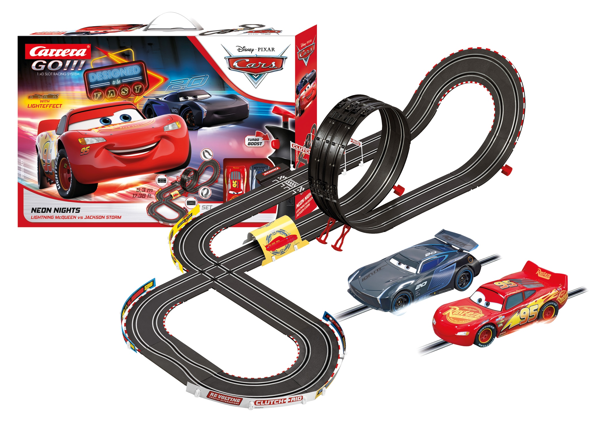 Circuito para vehículos de juguete Neon Nights Cars Disney·Pixar Carrera GO 2