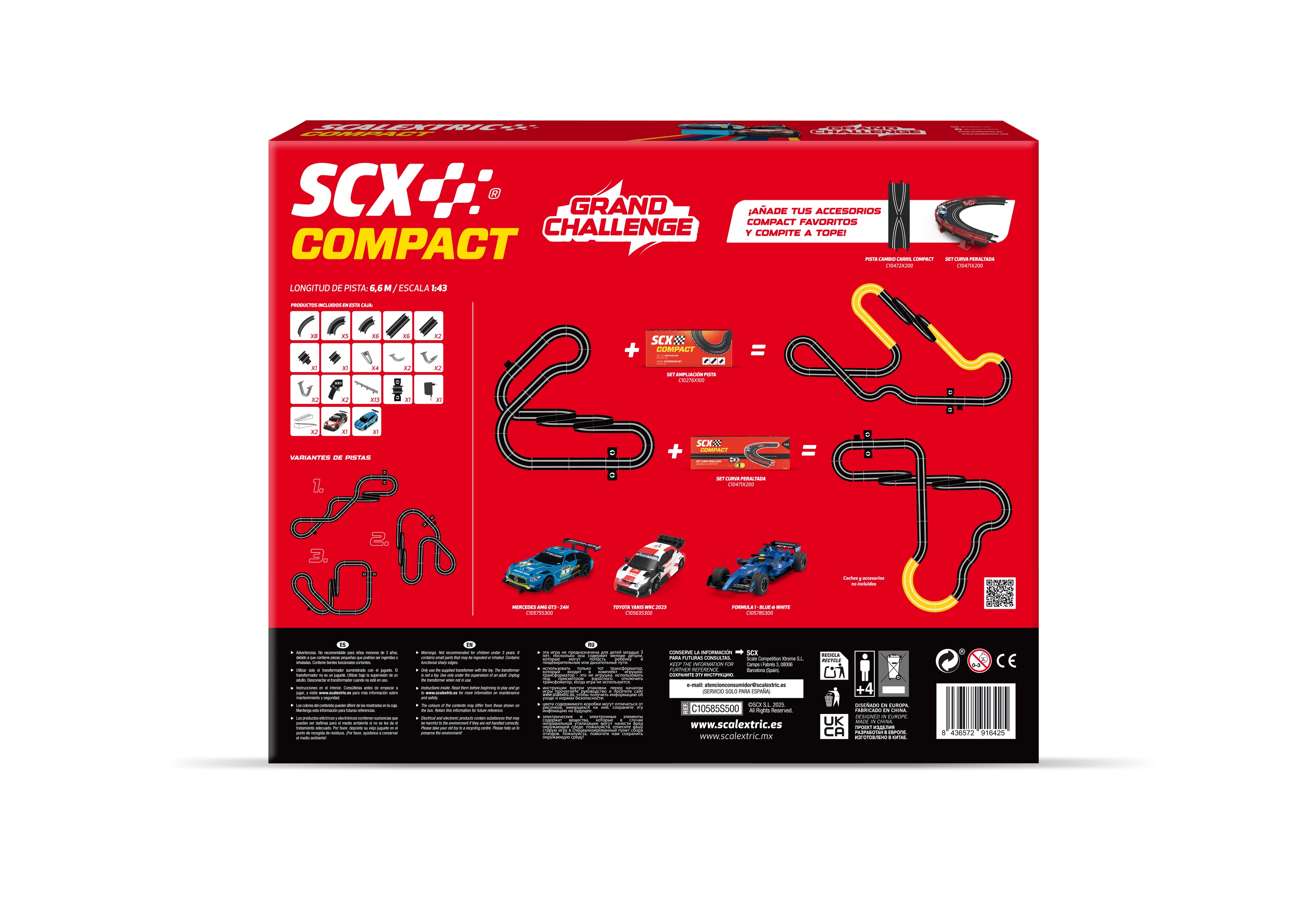 Pistas de carreras eléctrica Compact Grand Challenge Scalextric 2
