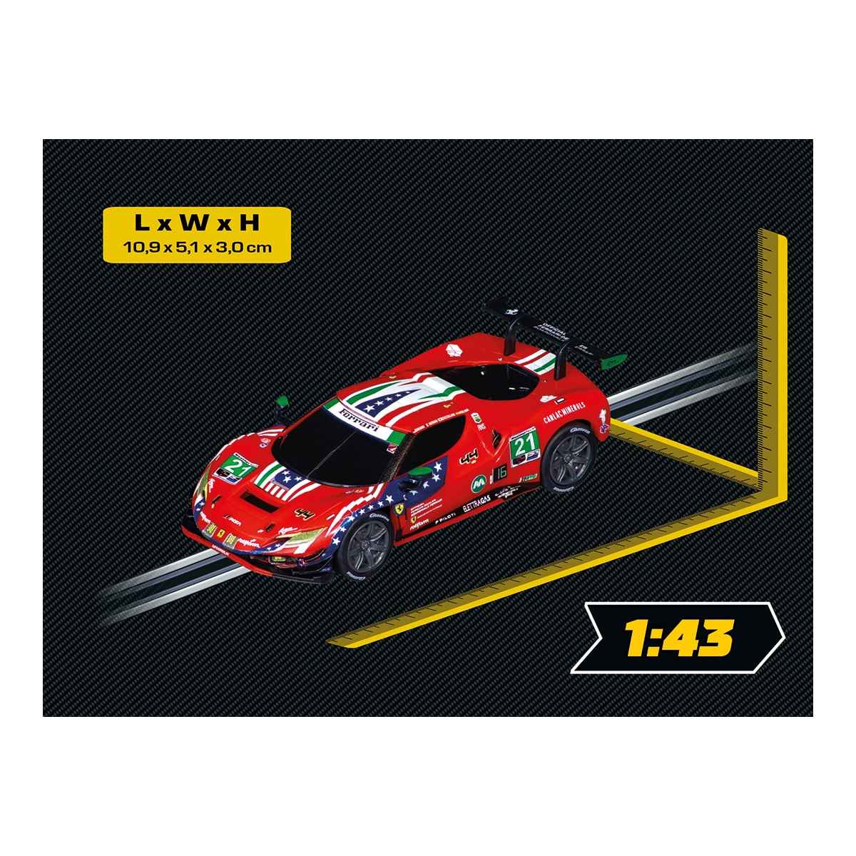 Coche de juguete Ferrari 296 GT3 AF Corse, No.21 (IMSA, Weathertech GTD (2024) Carrera GO 2