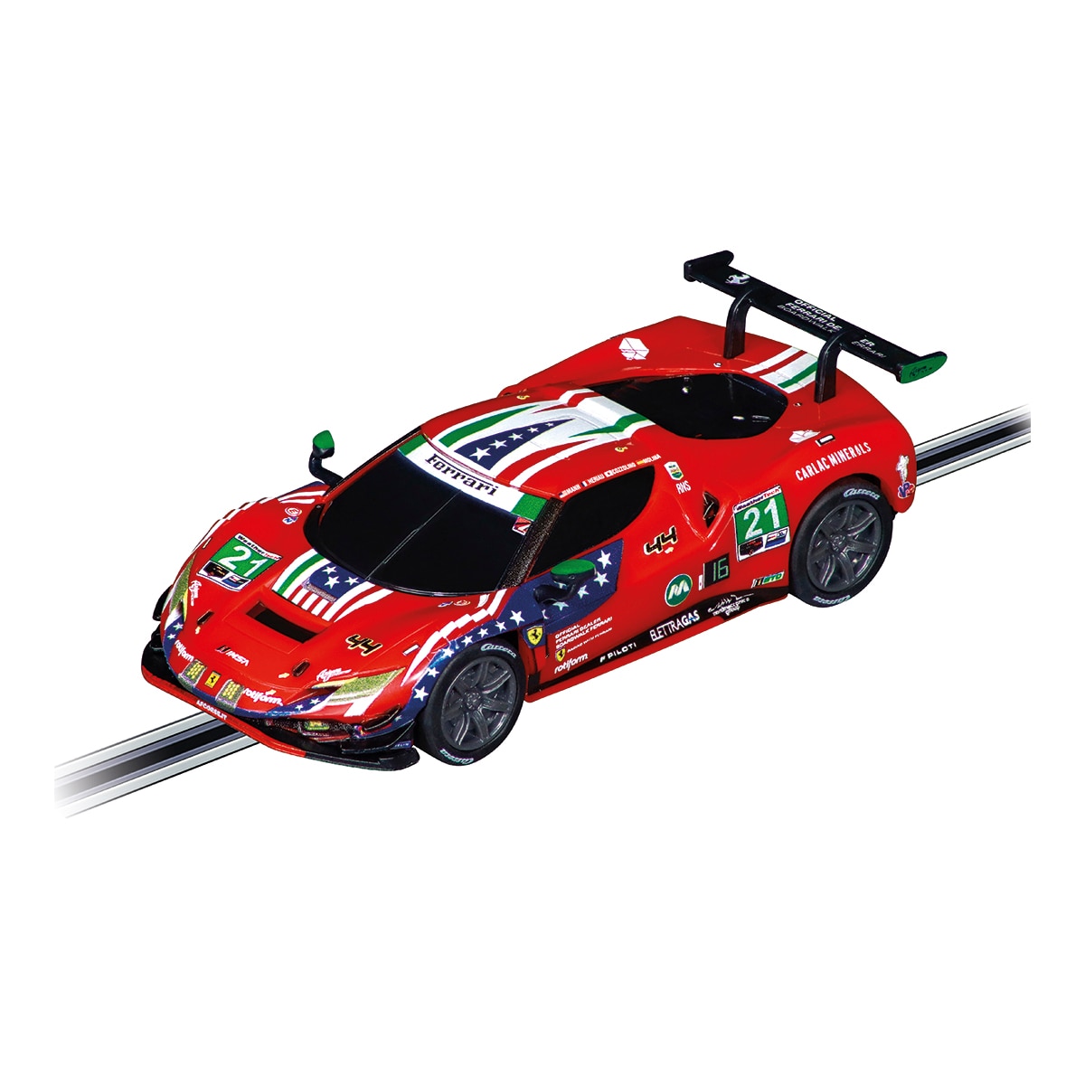 Coche de juguete Ferrari 296 GT3 AF Corse, No.21 (IMSA, Weathertech GTD (2024) Carrera GO 3