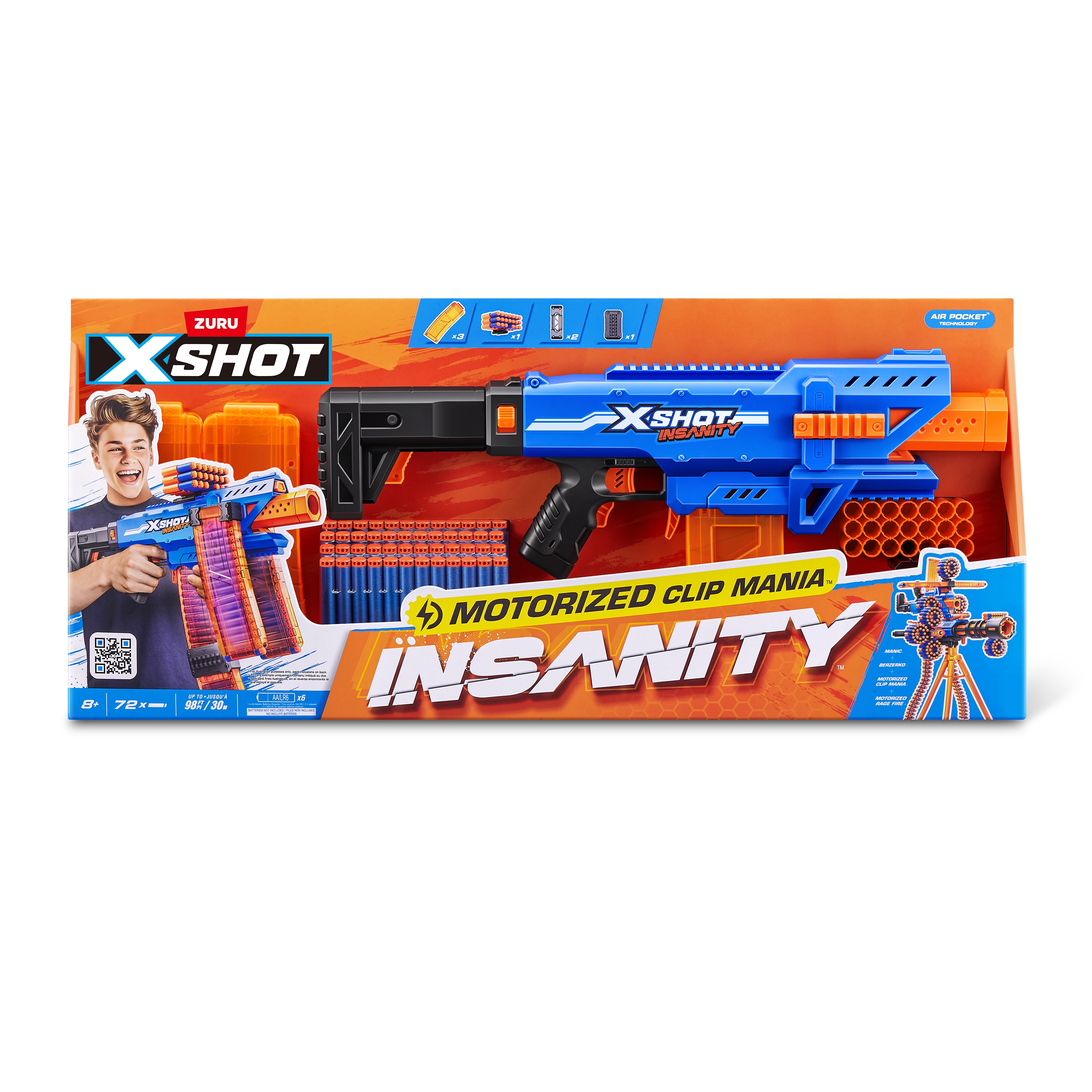 Lanzadora Motorizada dardos espuma Insanity Clip Balster X-Shot 2