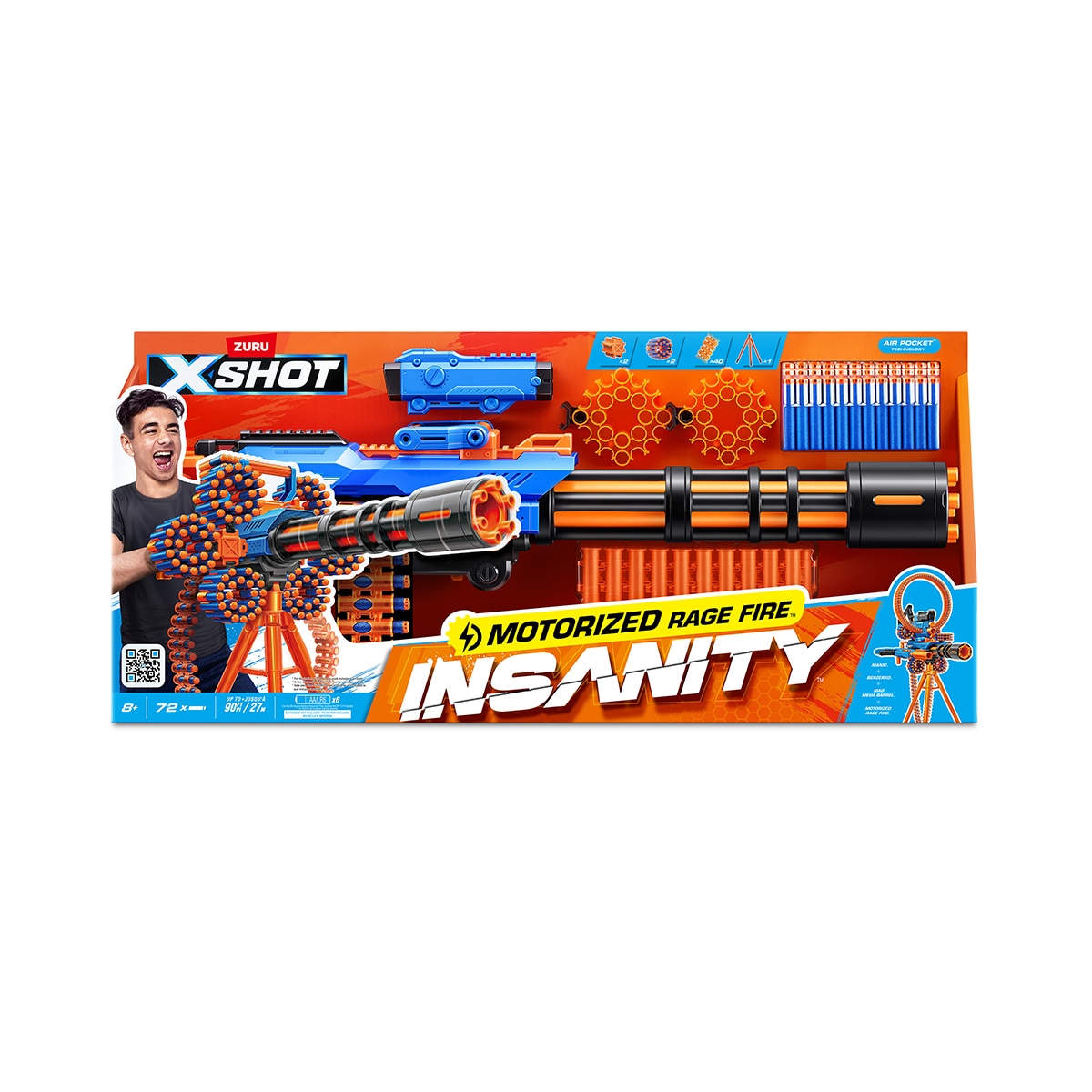 Lanzadora dardos espuma Insanity Motorized Rage Fire con 72 dardos X-Shot 2