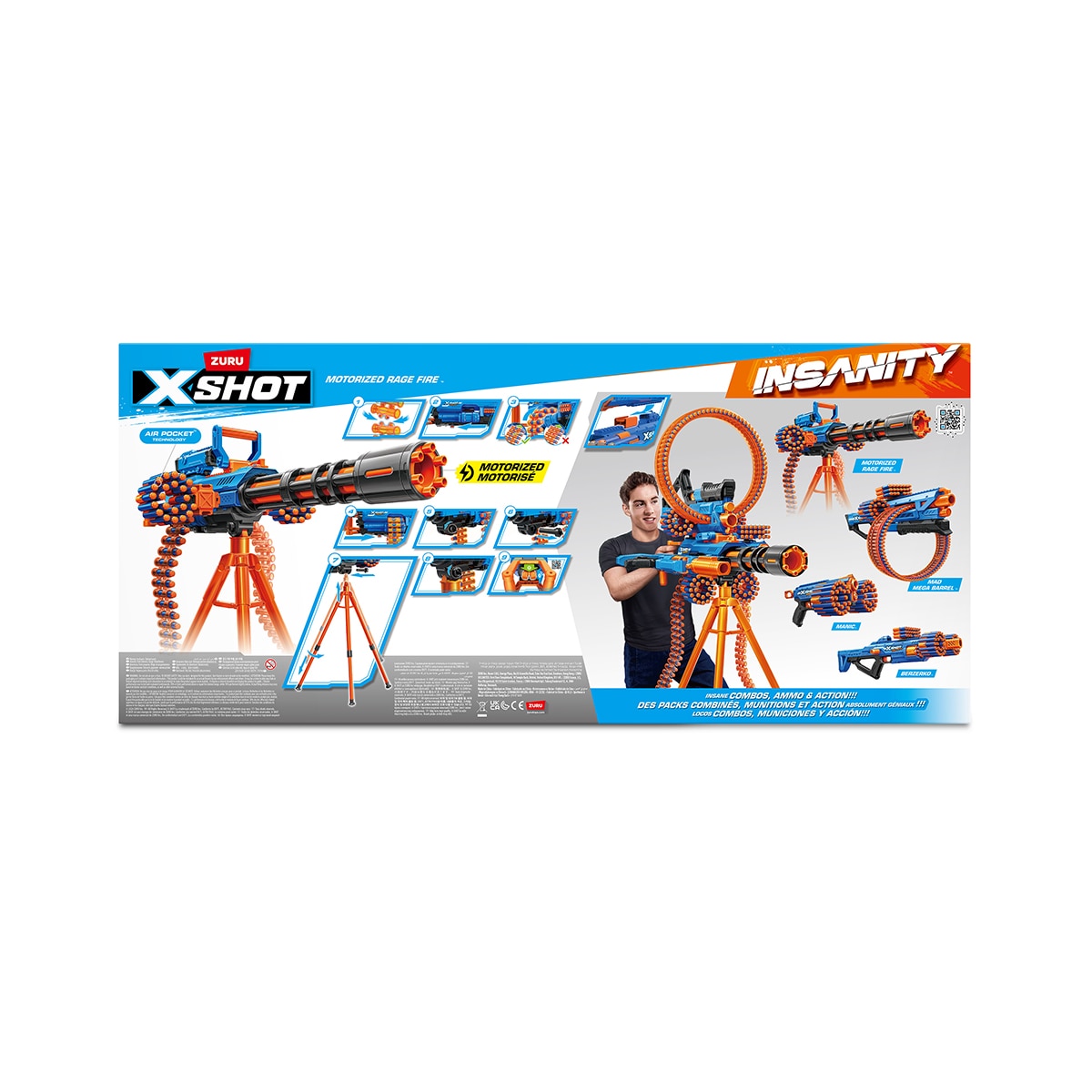 Lanzadora dardos espuma Insanity Motorized Rage Fire con 72 dardos X-Shot 4