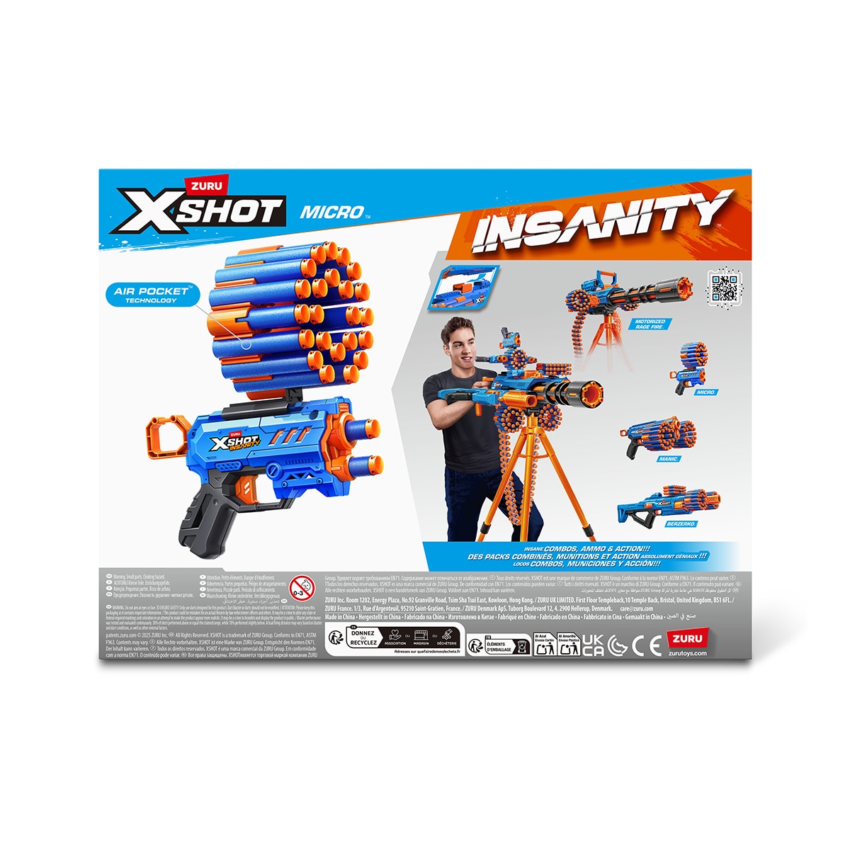Lanzadora de dardos Insanity Micro Blaster con 24 dardos Xshot 2