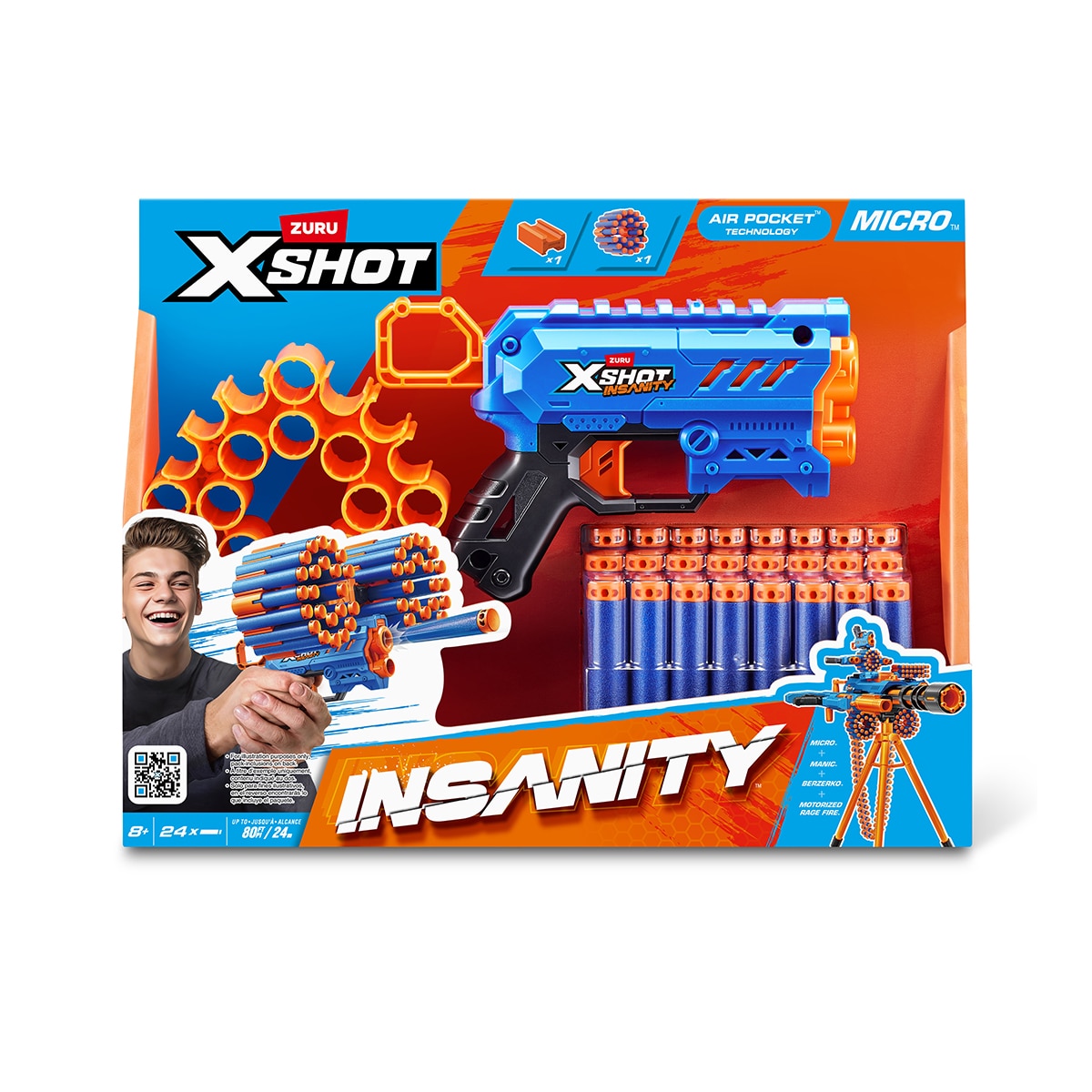 Lanzadora de dardos Insanity Micro Blaster con 24 dardos Xshot 3
