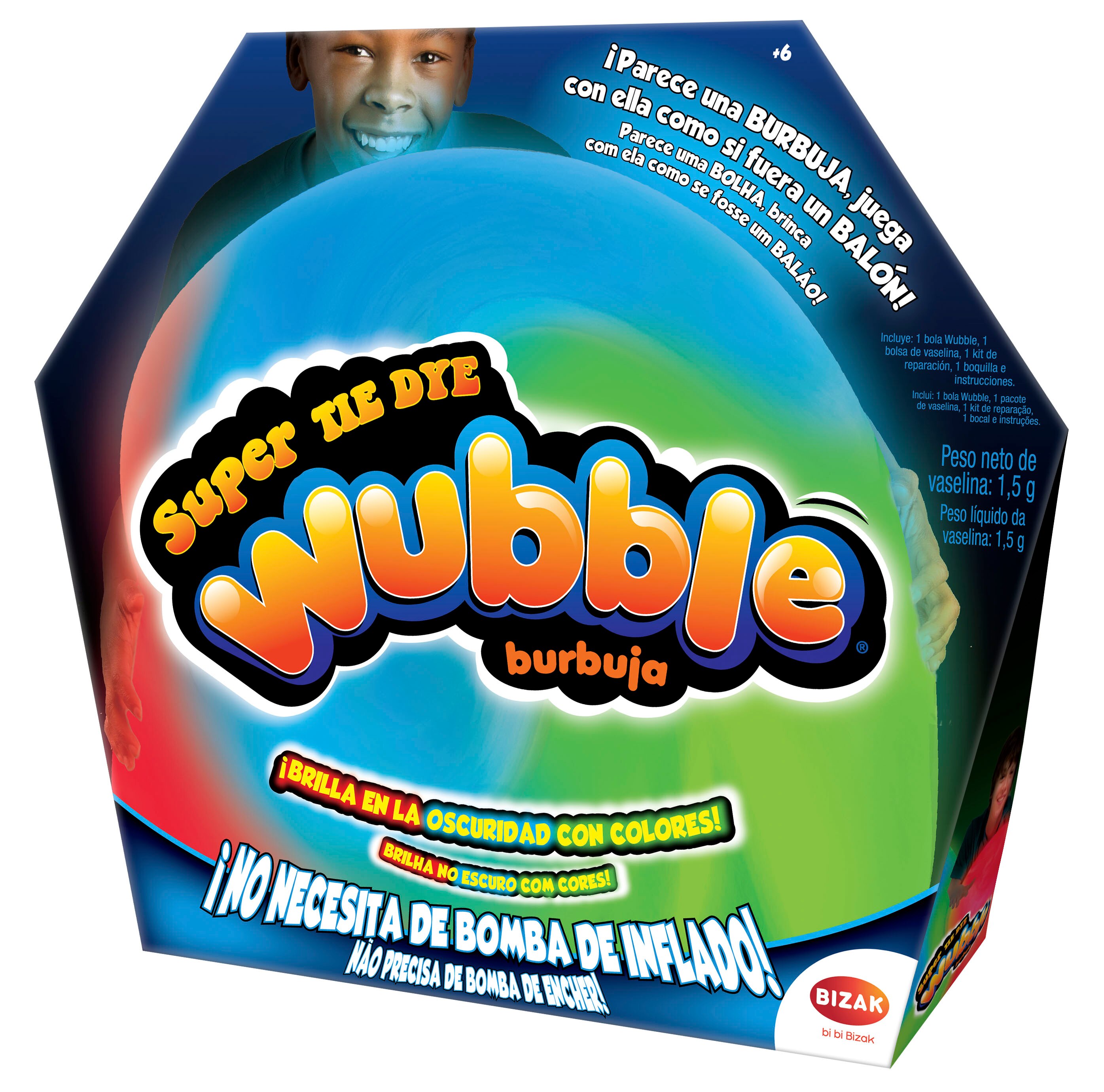 Burbuja Super Wubble Tye Dye Brilla en la Oscuridad Bizak 2