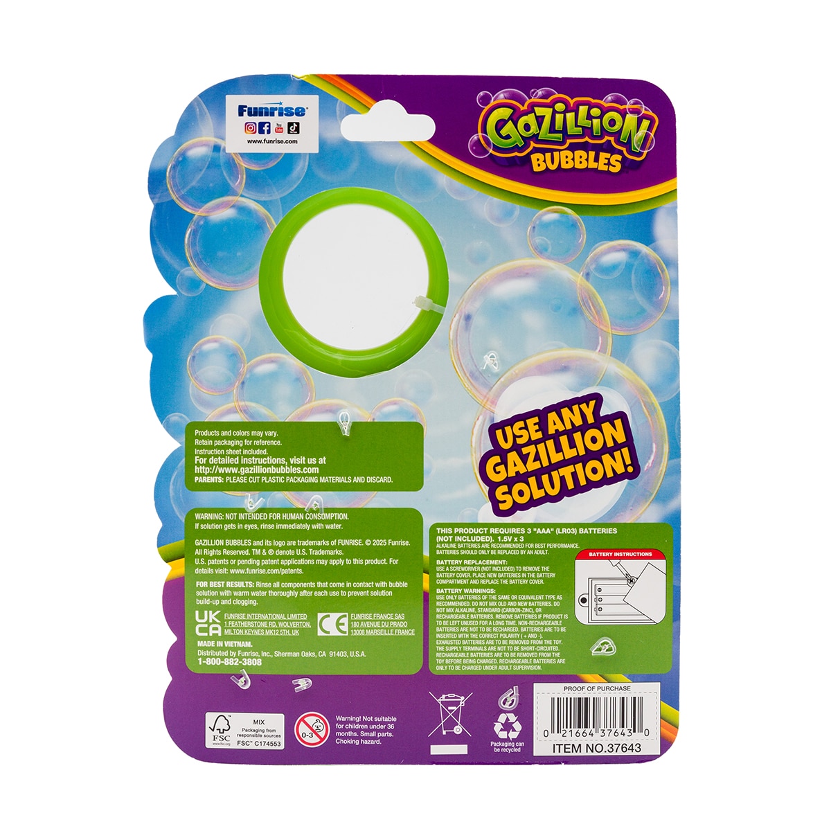 Varita ventilador con solución de pompas de 118 ml Vortech Wand Gazillion 7