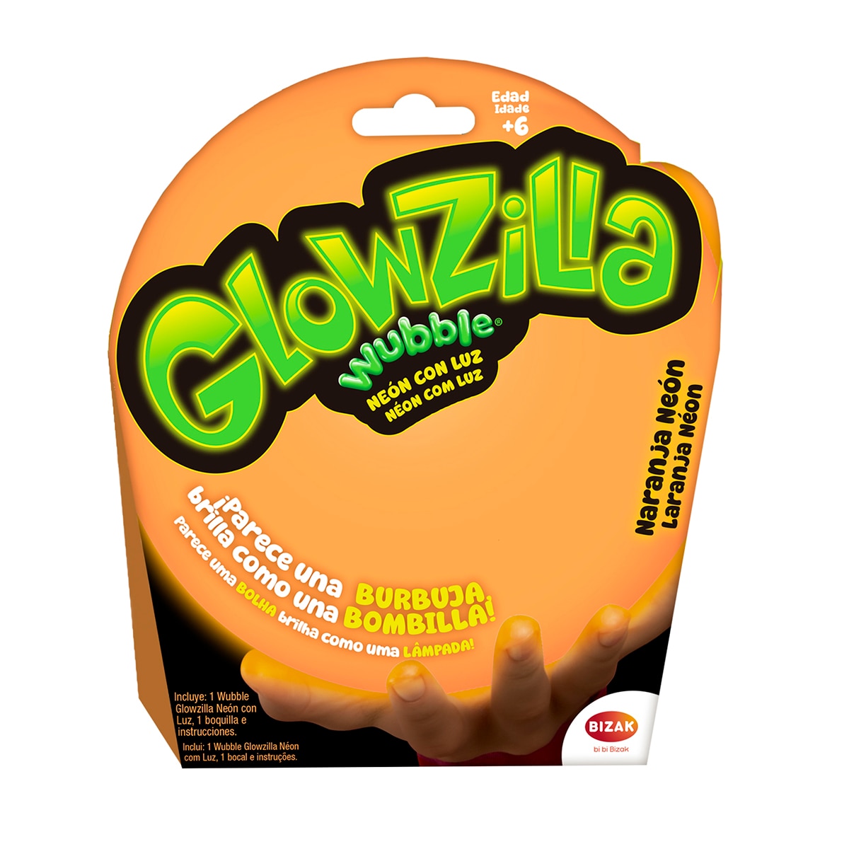 Imagen 0 de Burbuja Wubble Glowzilla Neon con luz LED Bizak
