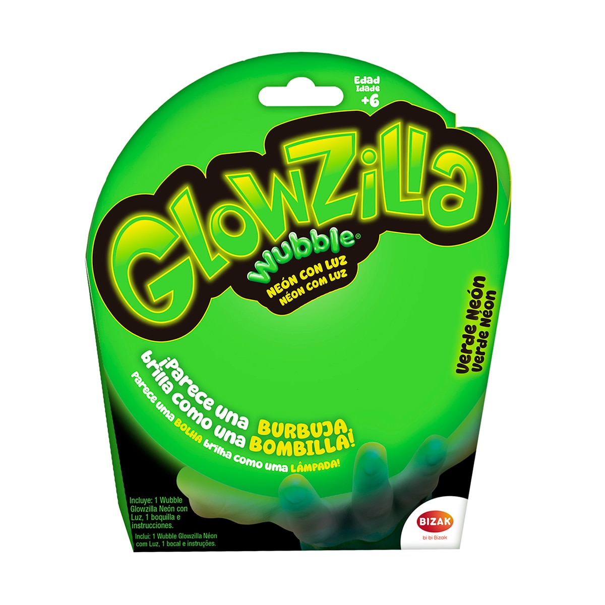 Burbuja Wubble Glowzilla Neon con luz LED Bizak 5