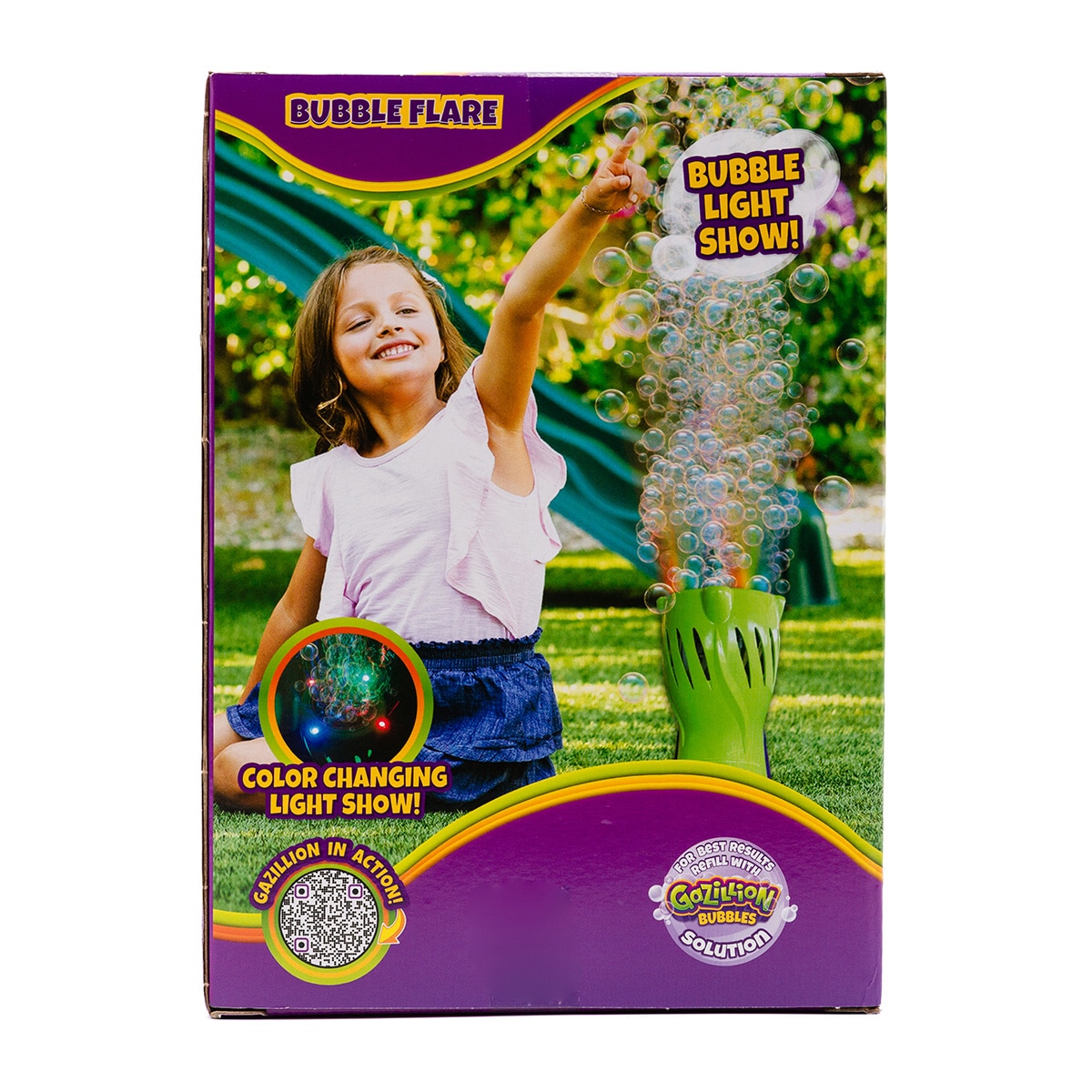 Máquina de pompas de jabón Bubble Flare con luces LED y efecto fuegos artificiales para niños Gazillion 5