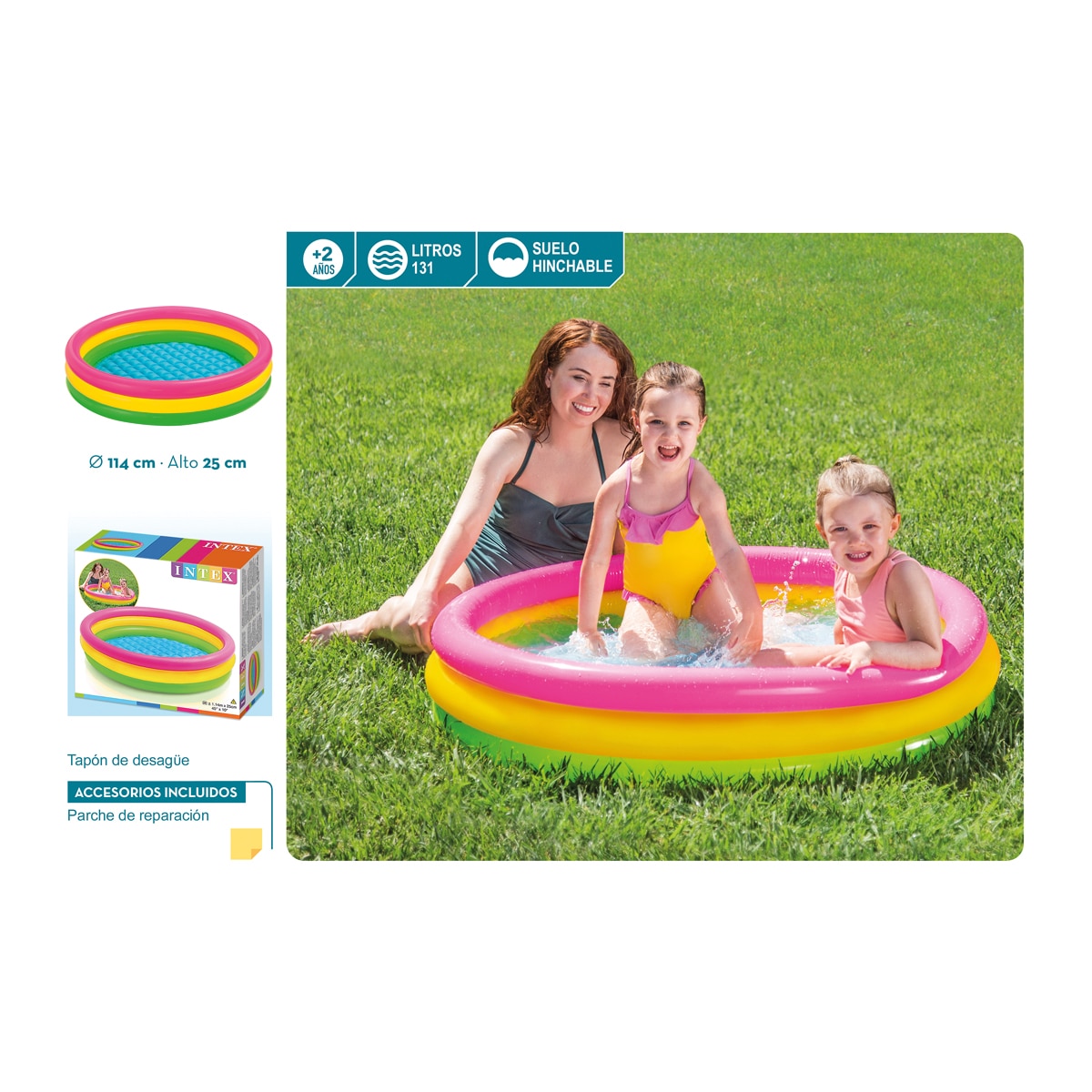 Piscina hinchable 3 aros sunset pequeña 2